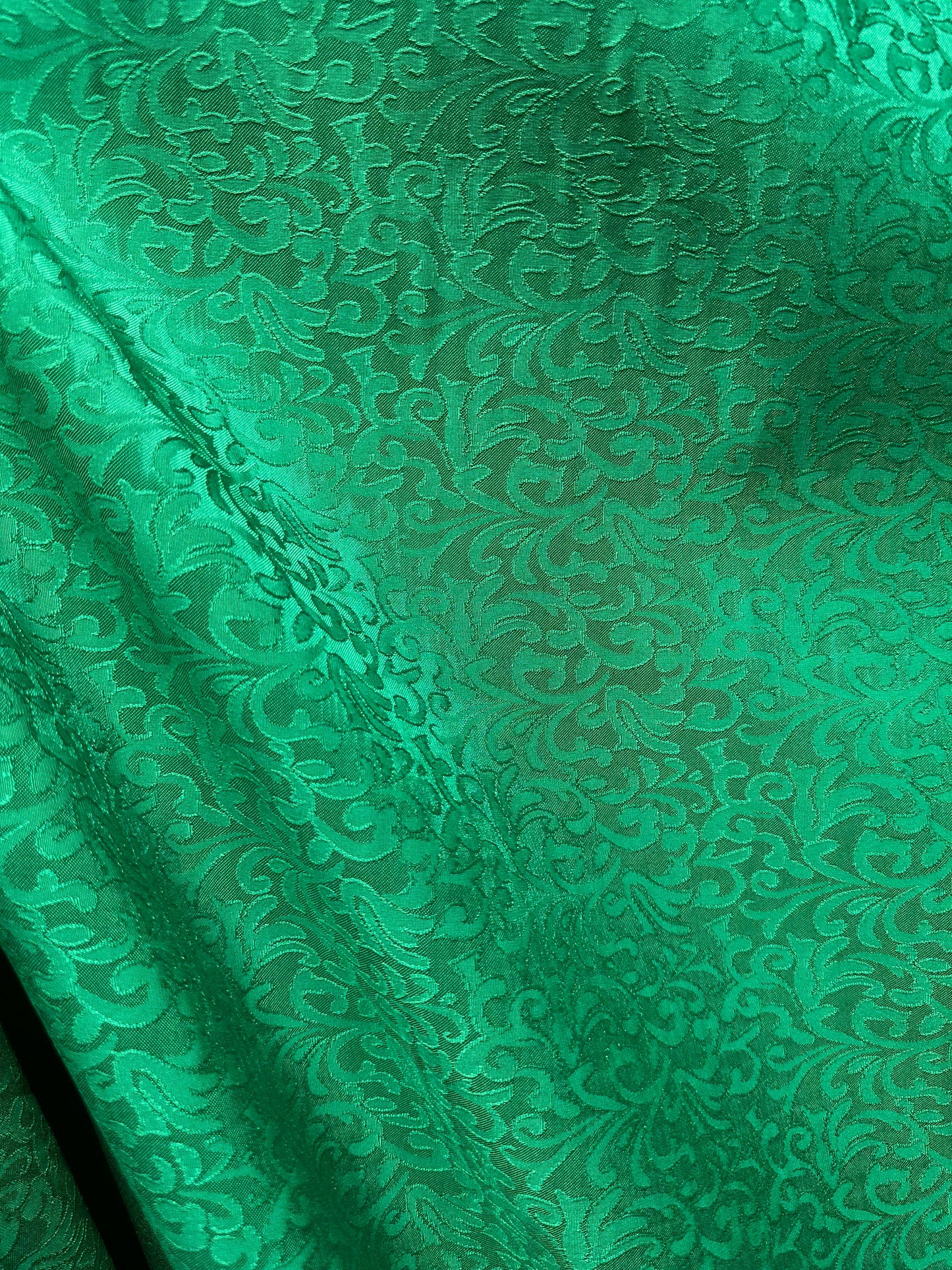 KELLY GREEN Floral Brocade Fabric (60 in.) Sold By The Yard