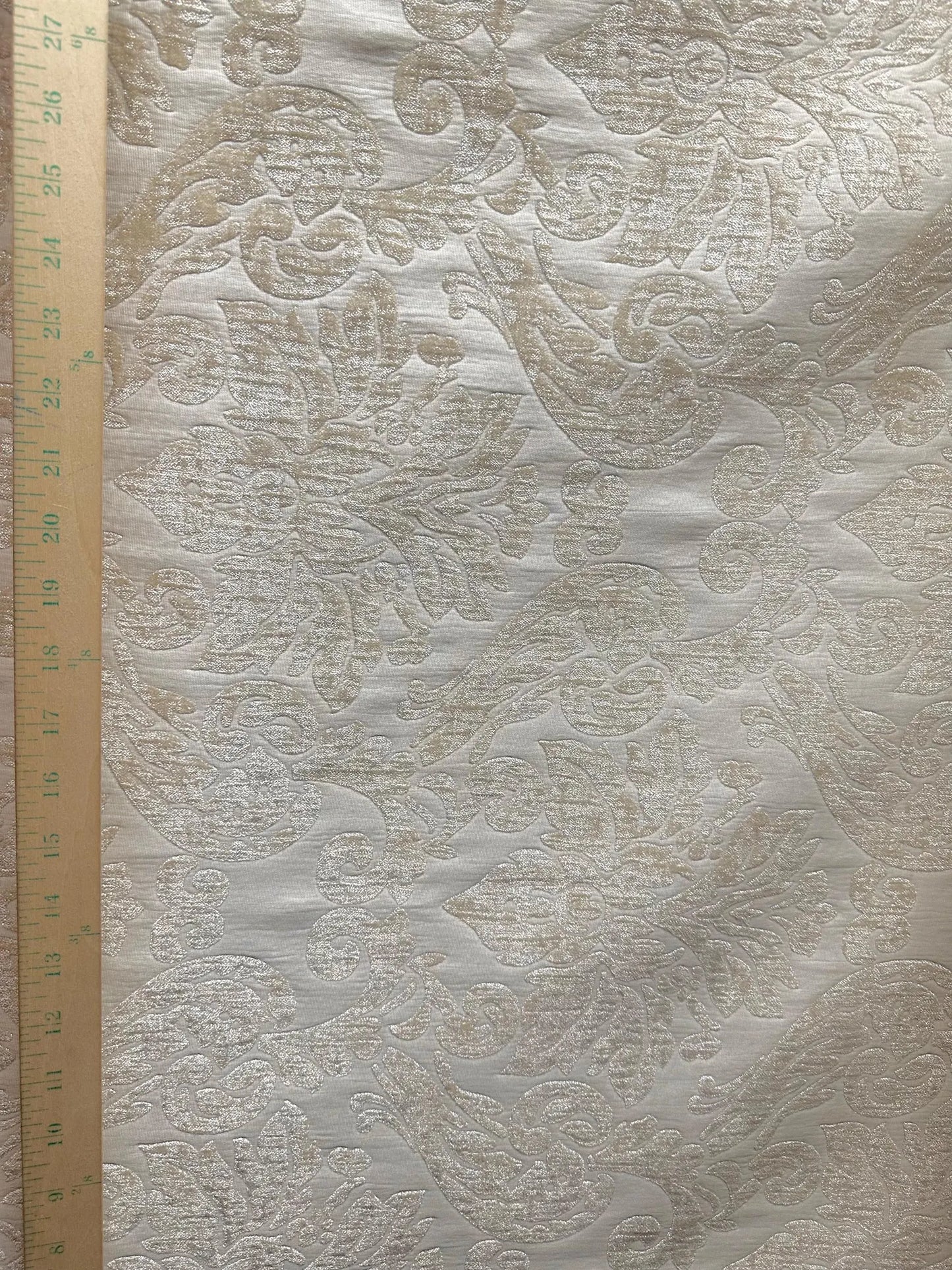 IVORY Damask Chenille Upholstery Brocade Fabric (54 in.) Sold By The Yard