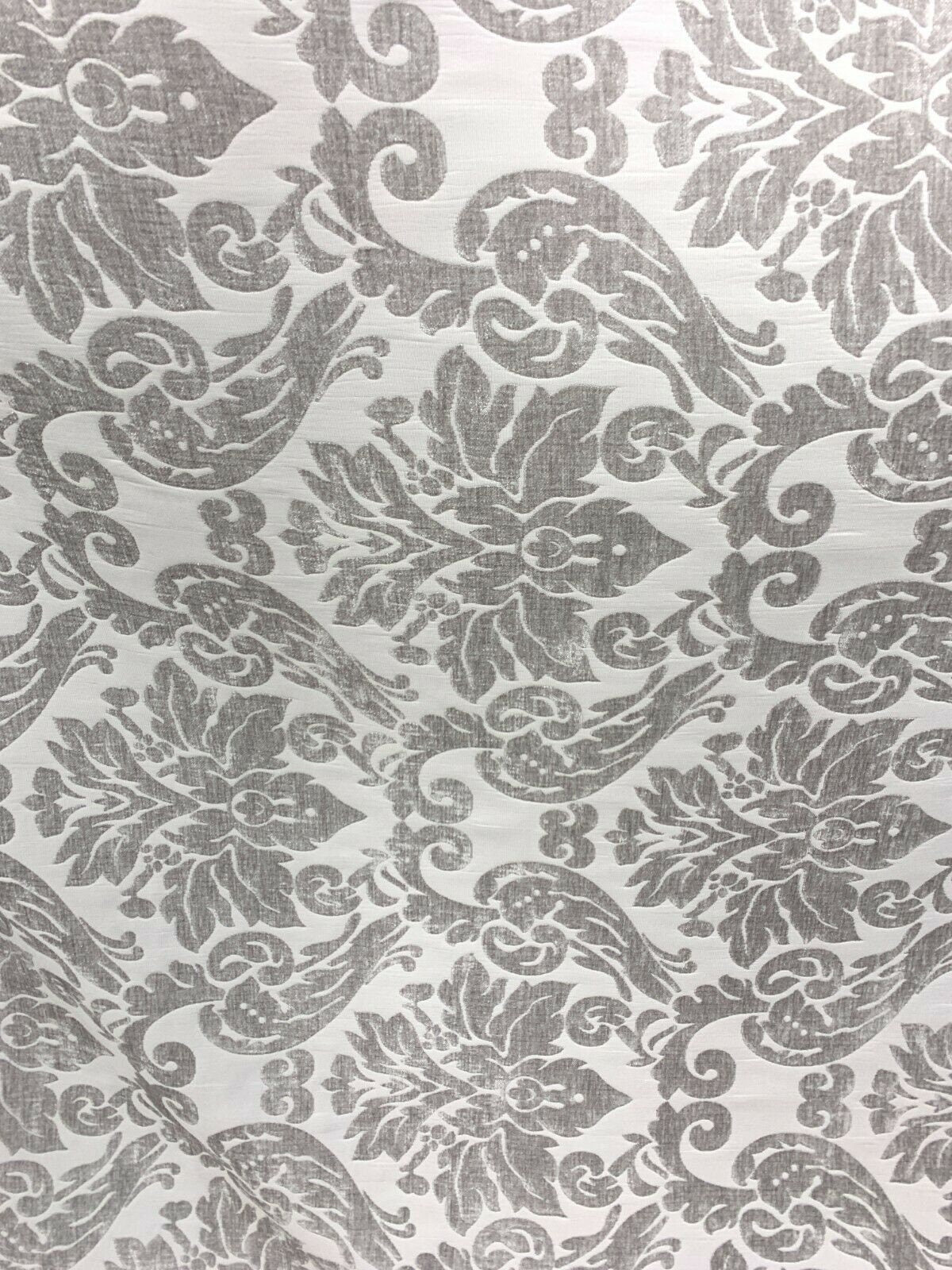 LIGHT GRAY Damask Chenille Upholstery Brocade Fabric (54 in.) Sold By The Yard