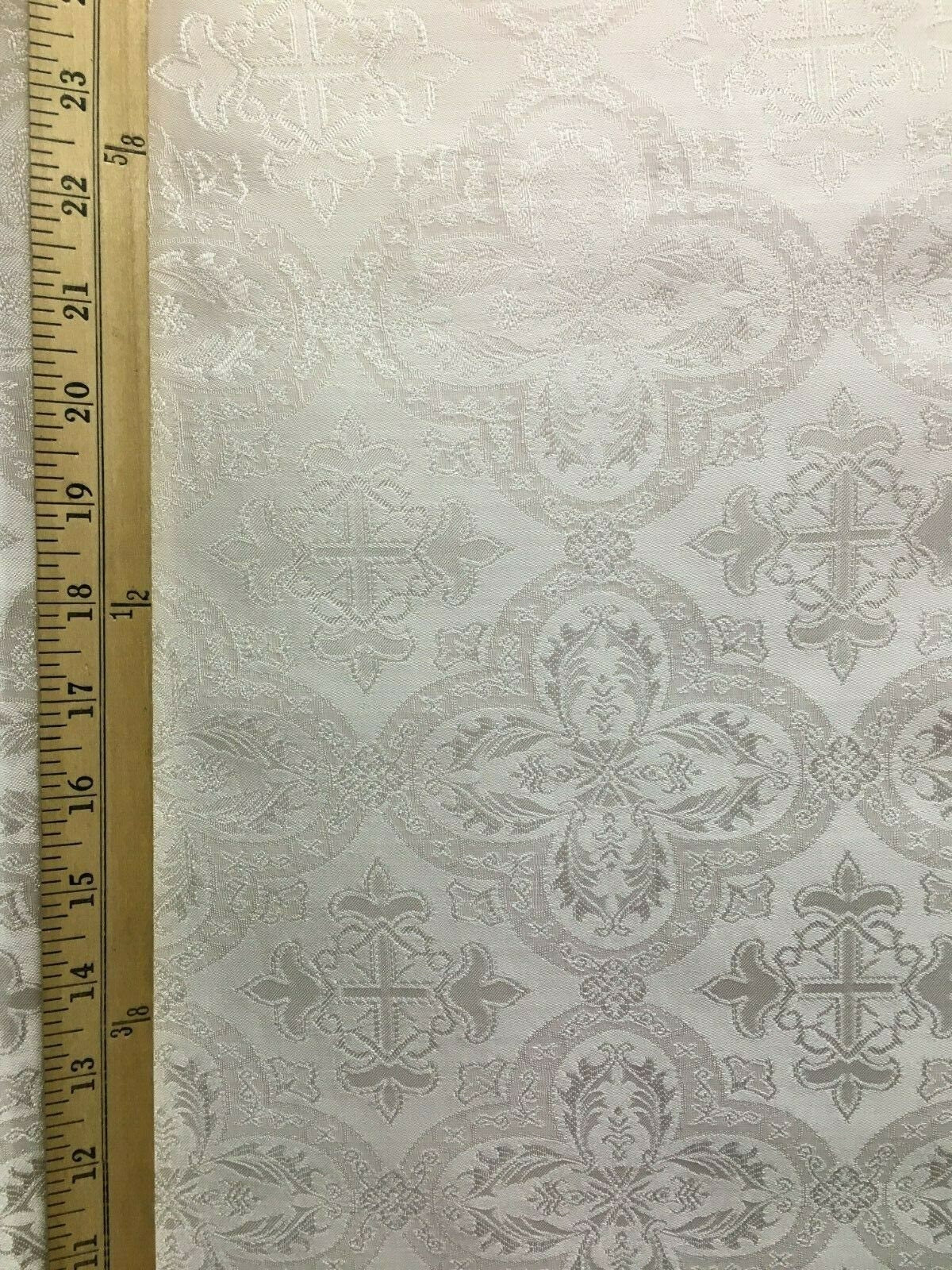 SILVER GRAY Liturgical Cross Brocade Fabric (60 in.) Sold By The Yard