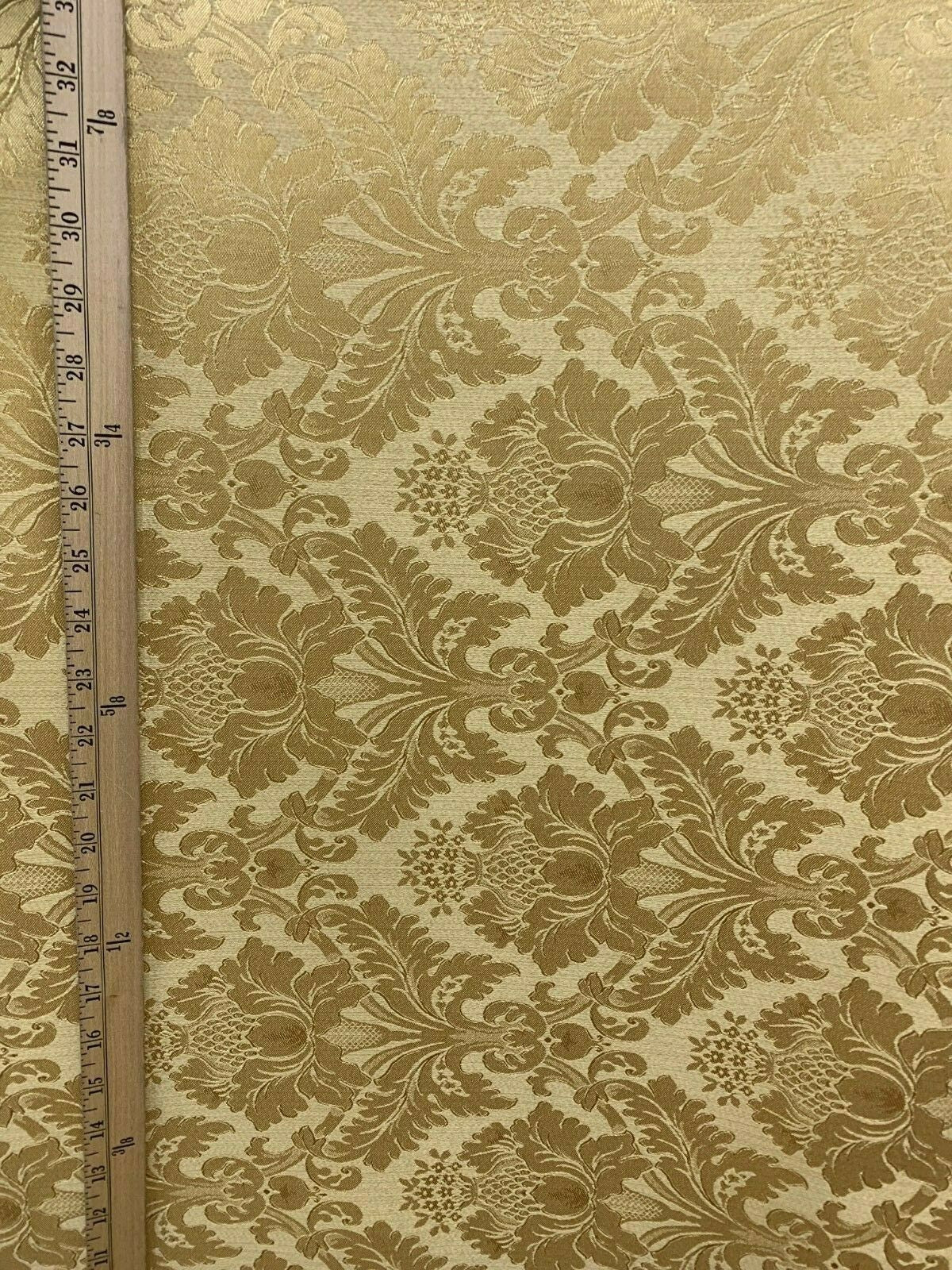GOLD Damask Jacquard Brocade Flower Floral Fabric (110 in.) Sold By The Yard
