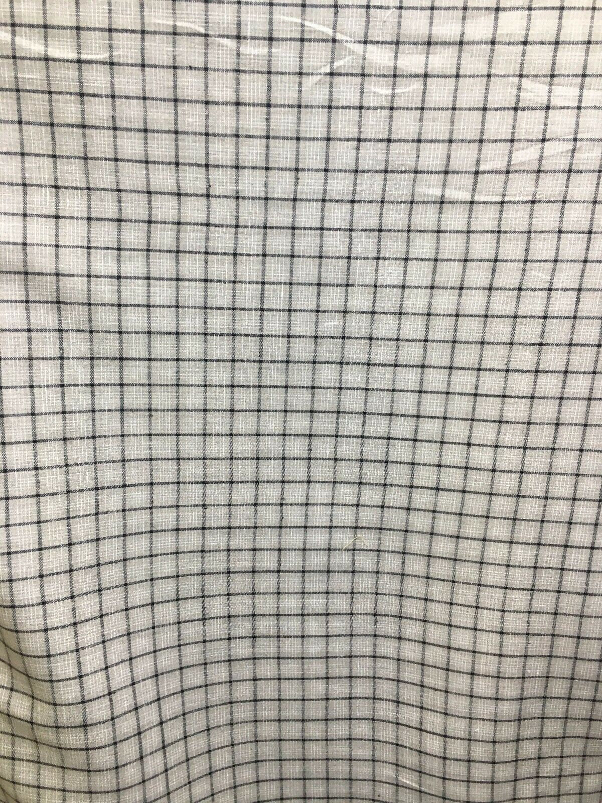 BEIGE BLACK Plaid 100% Linen Fabric (60 in.) Sold By The Yard