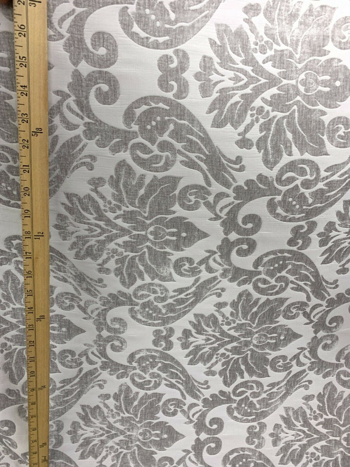 LIGHT GRAY Damask Chenille Upholstery Brocade Fabric (54 in.) Sold By The Yard