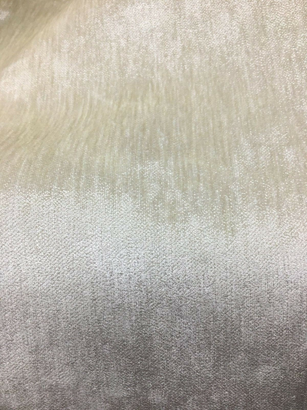 IVORY Solid Chenille Velvet Upholstery Drapery Fabric (56 in.) Sold By The Yard