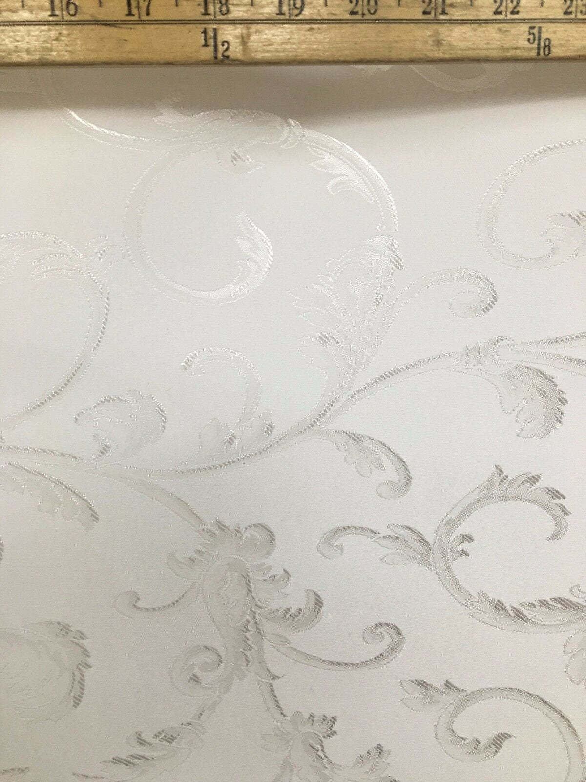 WHITE Brocade Flower Floral Upholstery Drapery Fabric (110 in.) Sold By The Yard