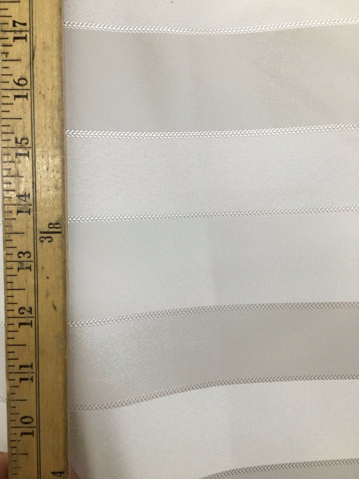 WHITE Striped Brocade Upholstery Drapery Fabric (110 in.) Sold By The Yard