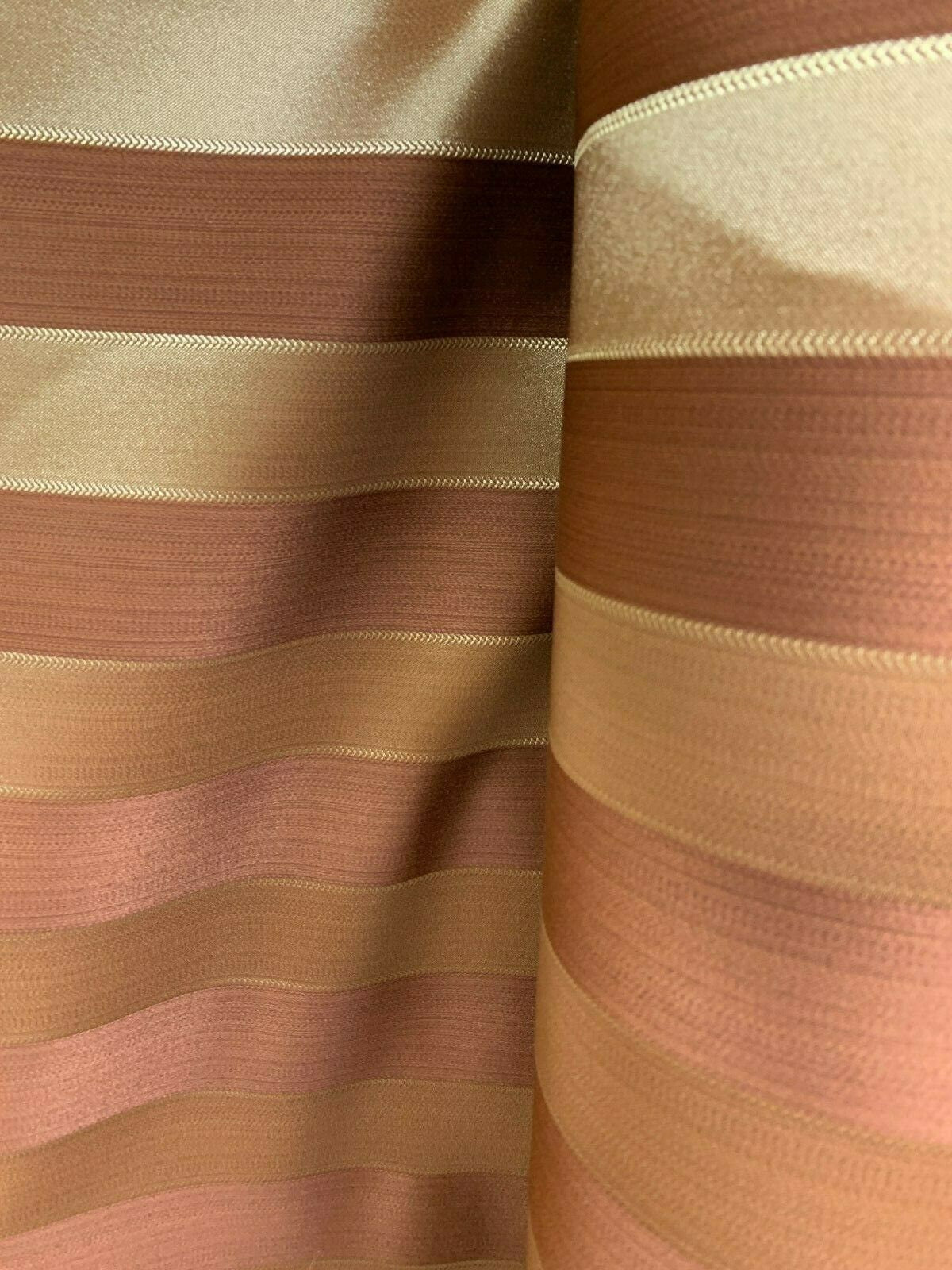 COPPER GOLD Striped Brocade Upholstery Drapery Fabric (110 in.) Sold By The Yard