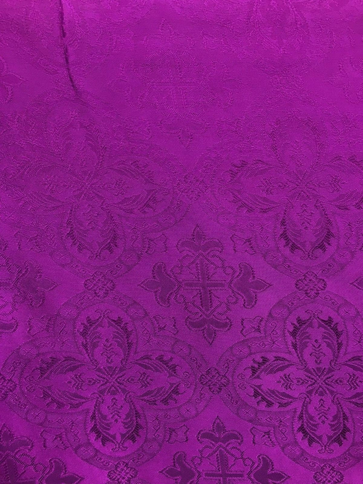MAGENTA Liturgical Cross Brocade Fabric (60 in.) Sold By The Yard