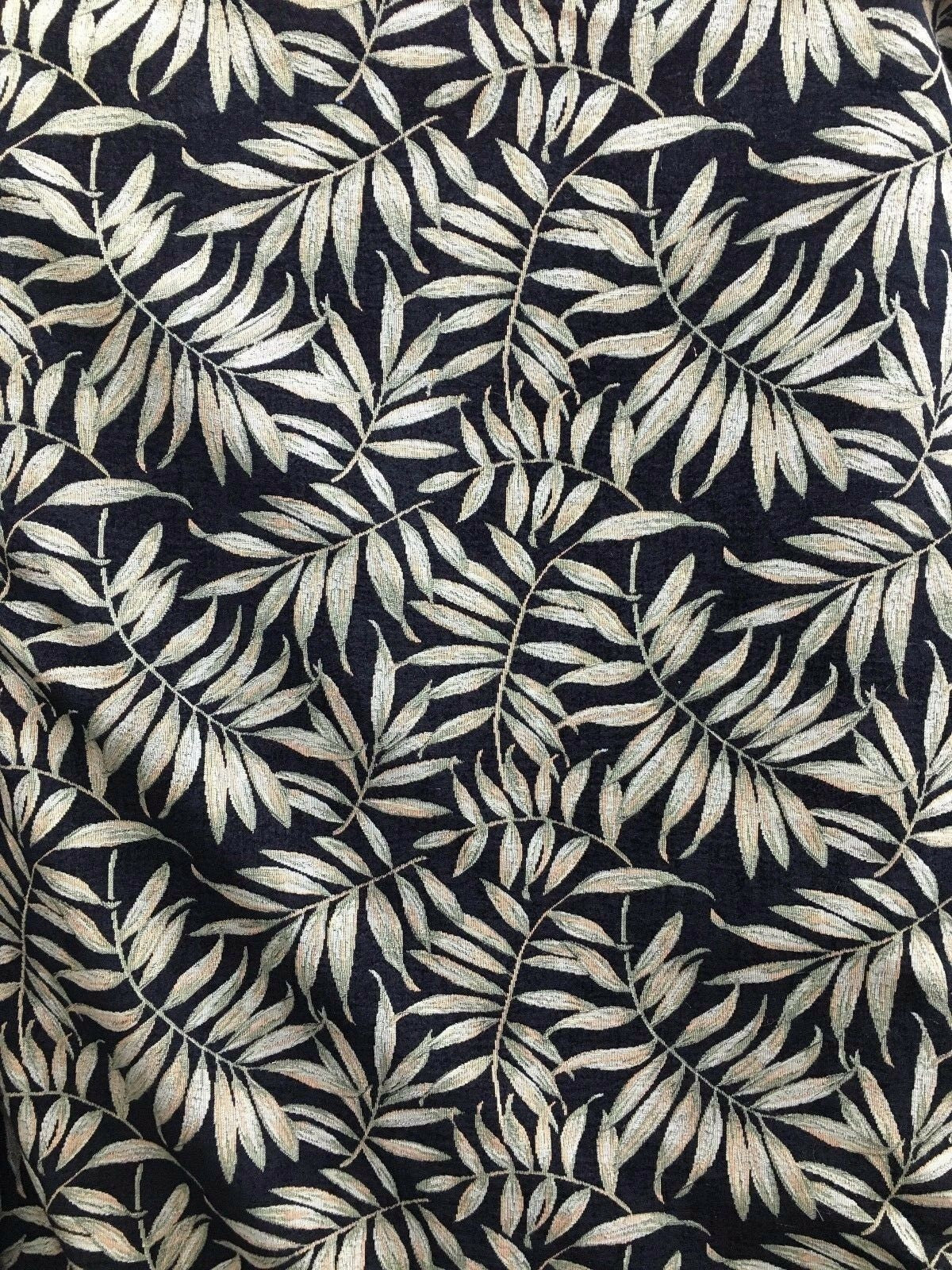 BLACK Leaves Chenille Upholstery Fabric (54 in.) Sold By The Yard