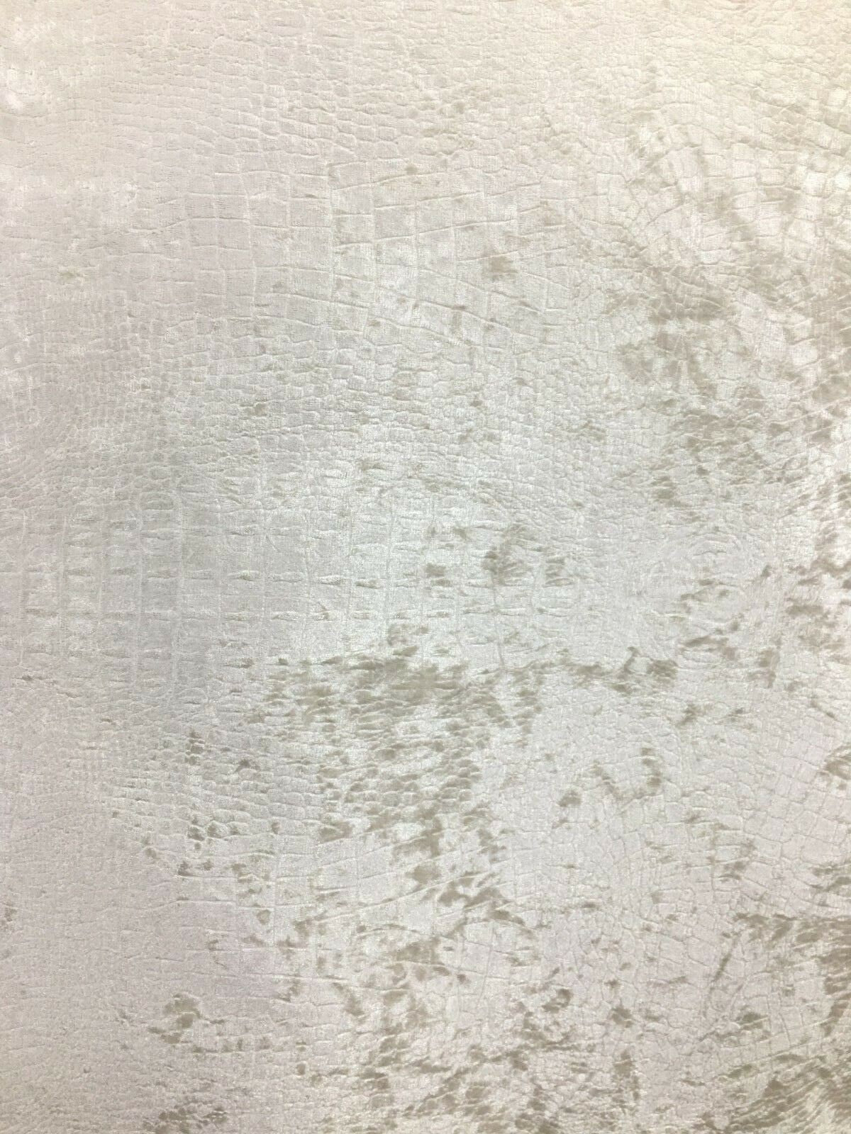IVORY Alligator Crocodile Embossed Chenille Velvet Fabric (56 in.) Sold By The Yard
