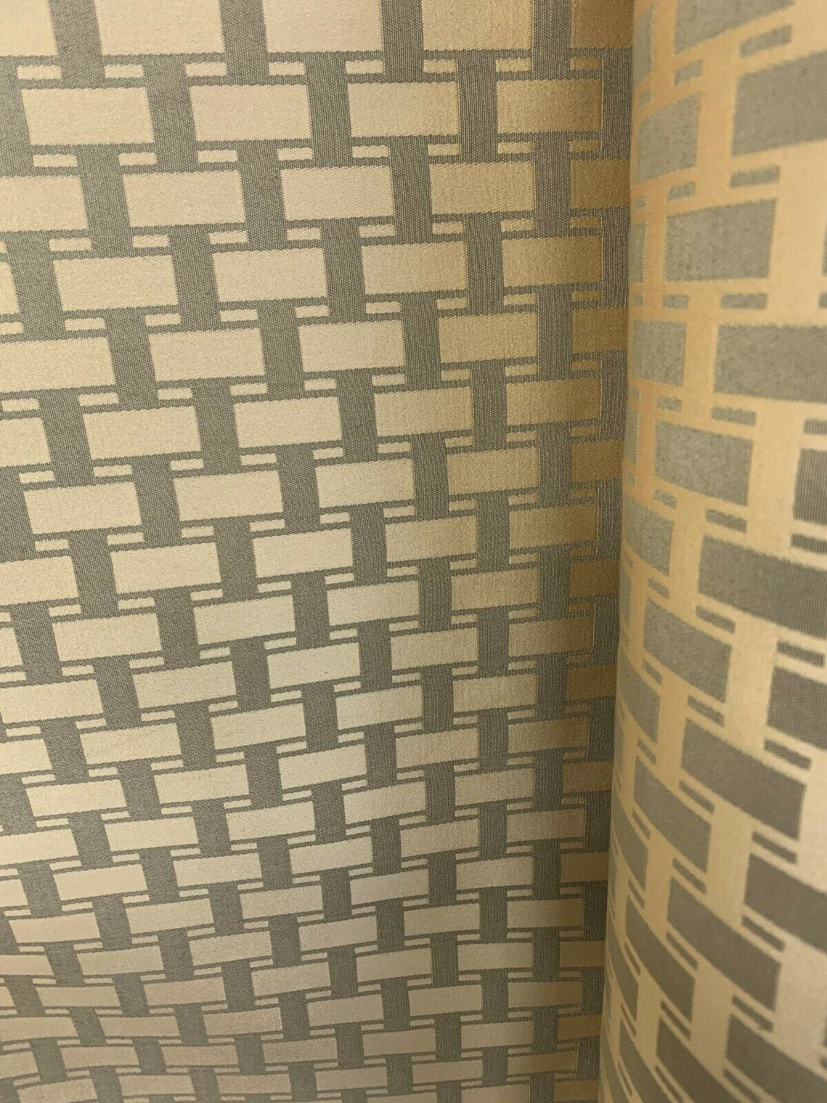 BEIGE GRAY Geometric Brocade Upholstery Drapery Fabric (54 in.) Sold By The Yard