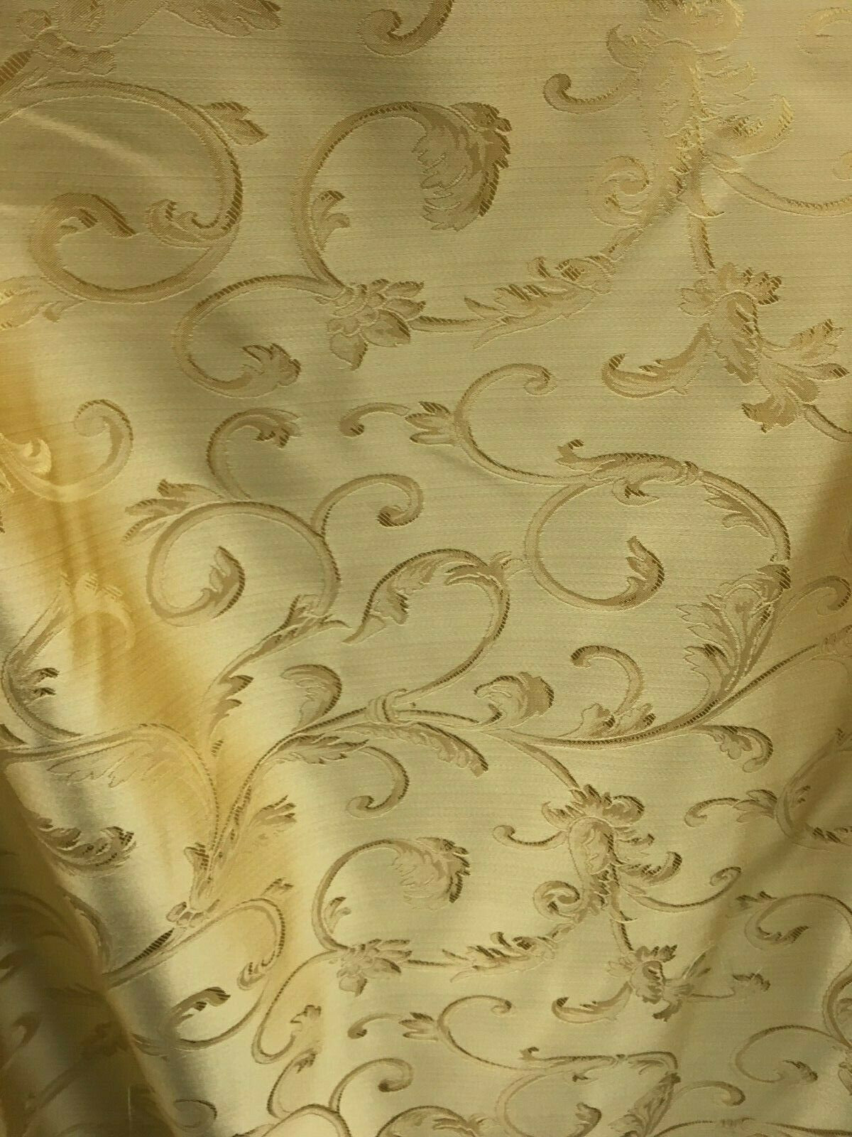 GOLD Brocade Flower Floral Upholstery Drapery Fabric (110 in.) Sold By The Yard