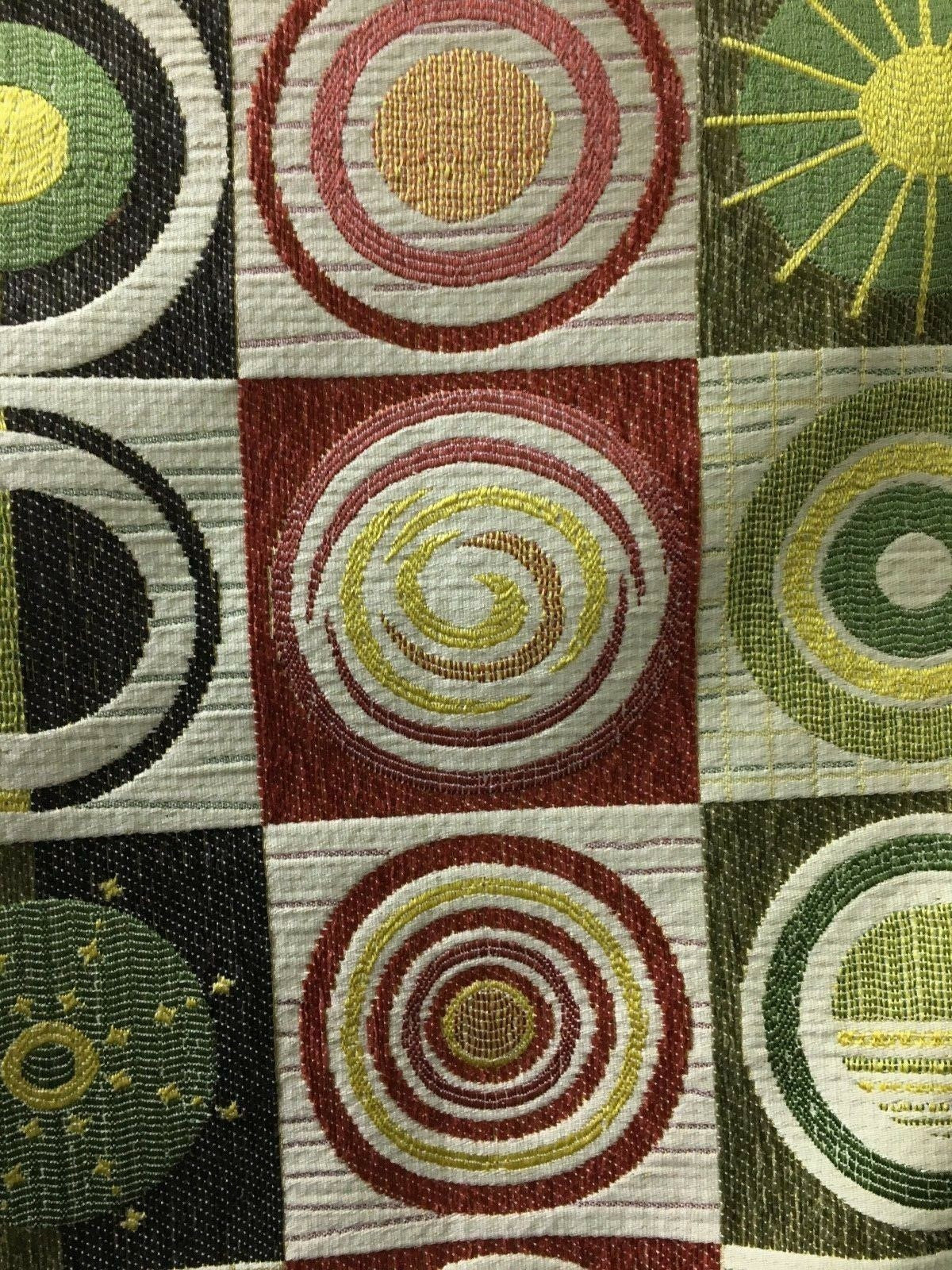 GREEN BURGUNDY MULTICOLOR Chenille Upholstery Brocade Fabric (54 in.) By The Yard