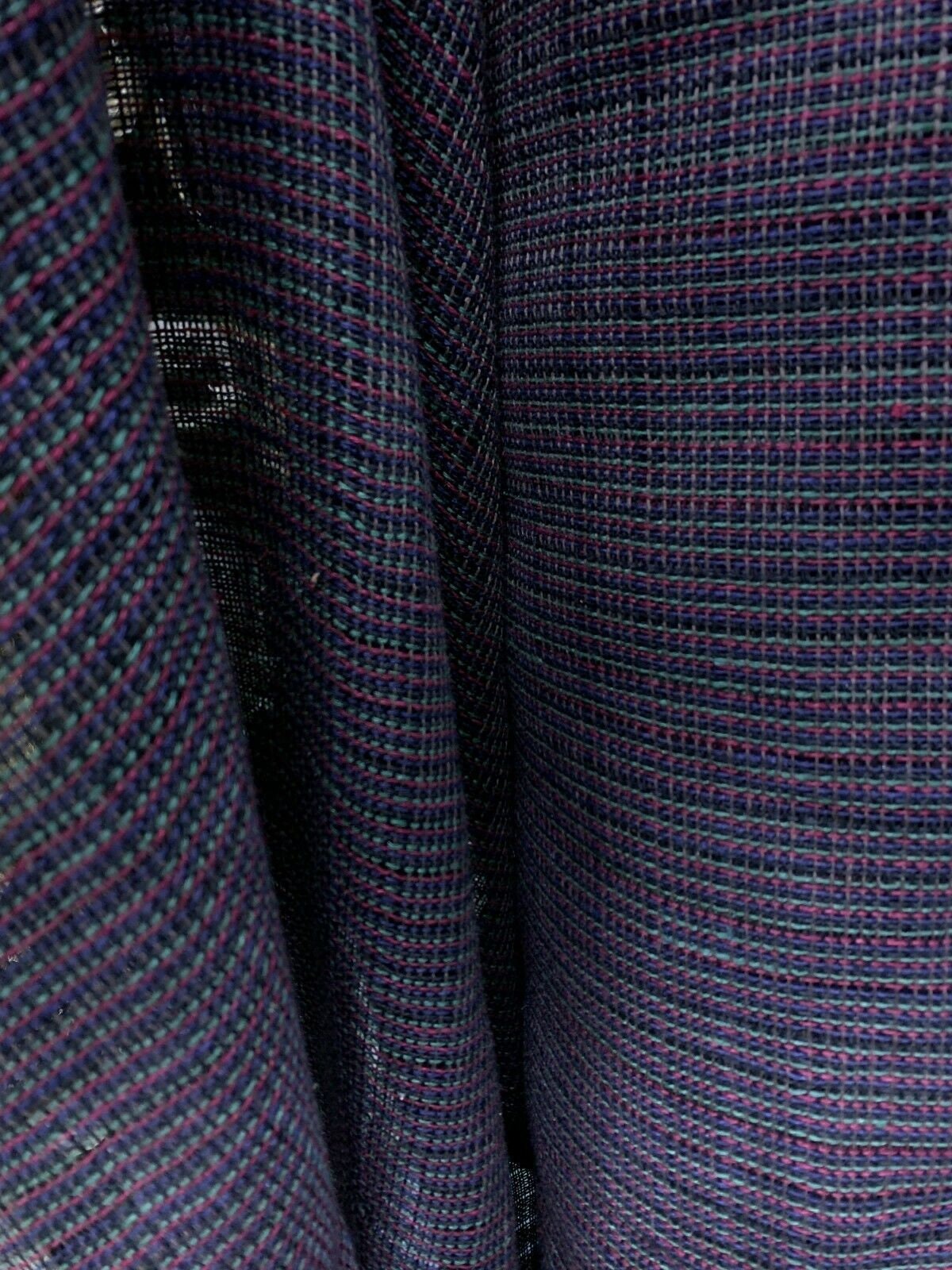 Dark Blue Red Green Multicolor Open Weave Burlap Fabric (60 in.) Sold By The Yard