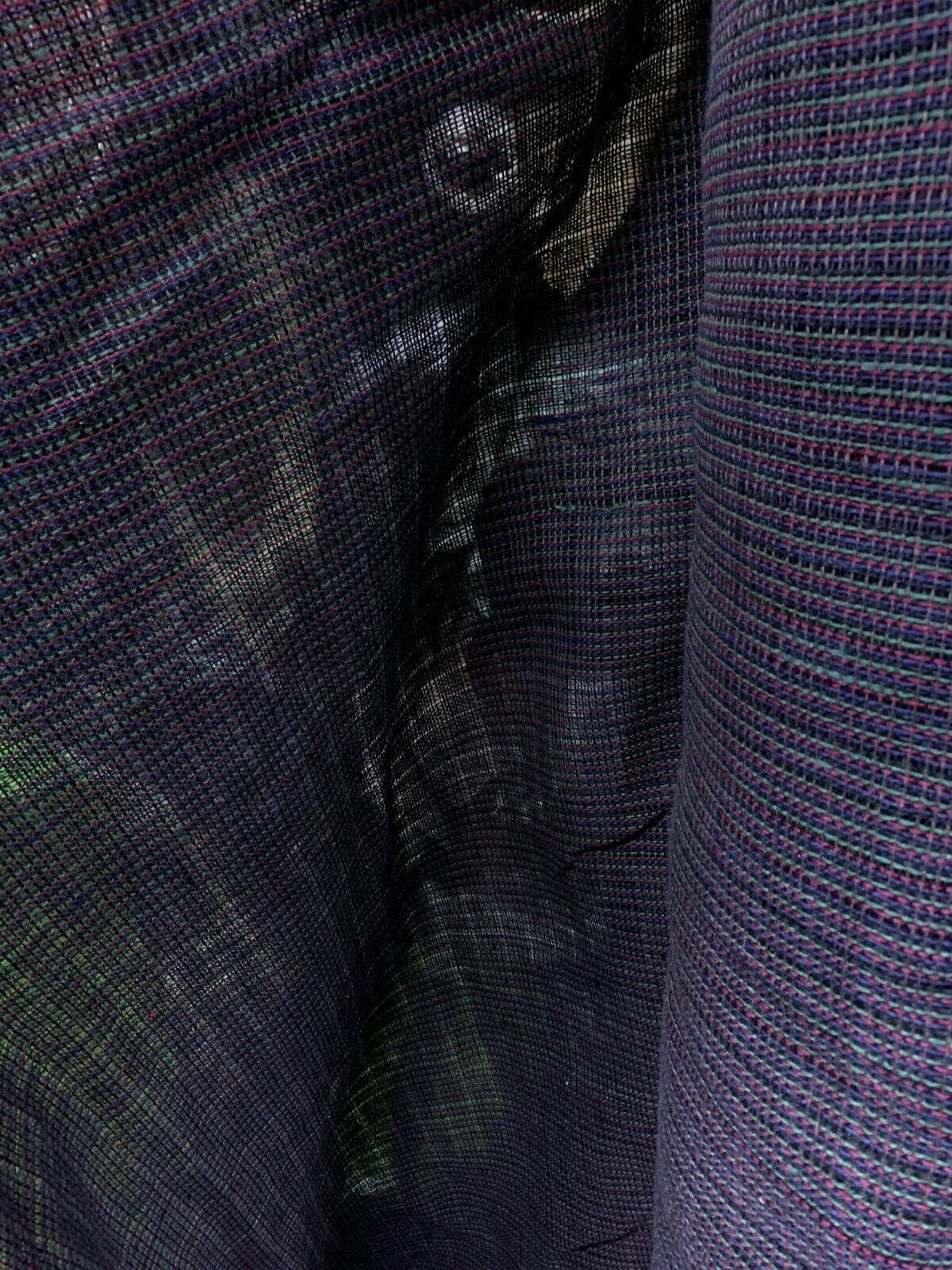 Dark Blue Red Green Multicolor Open Weave Burlap Fabric (60 in.) Sold By The Yard