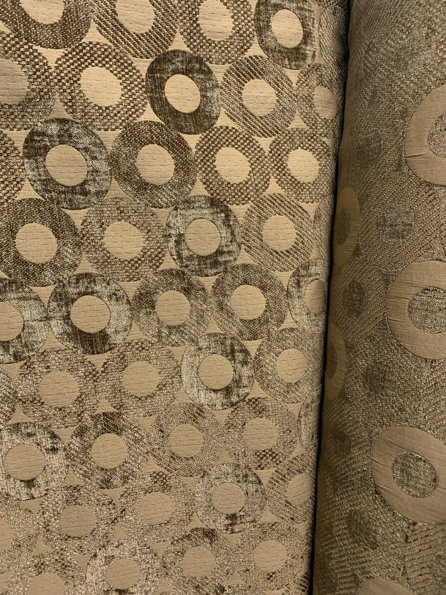 BROWN Geometric Chenille Upholstery Brocade Fabric (54 in.) Sold By The Yard
