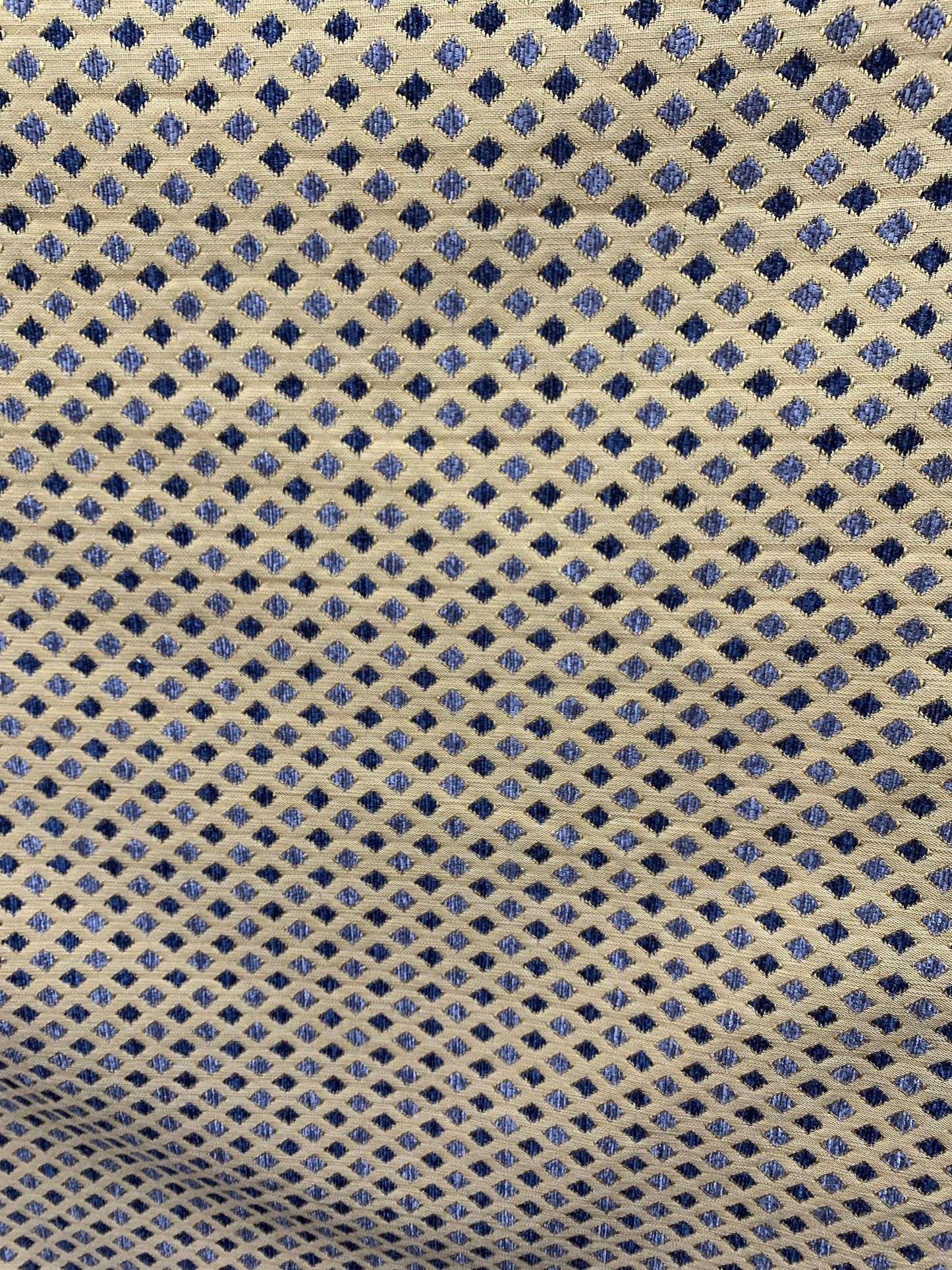 BLUE BEIGE Diamond Chenille Upholstery Brocade Fabric (56 in.) Sold By The Yard