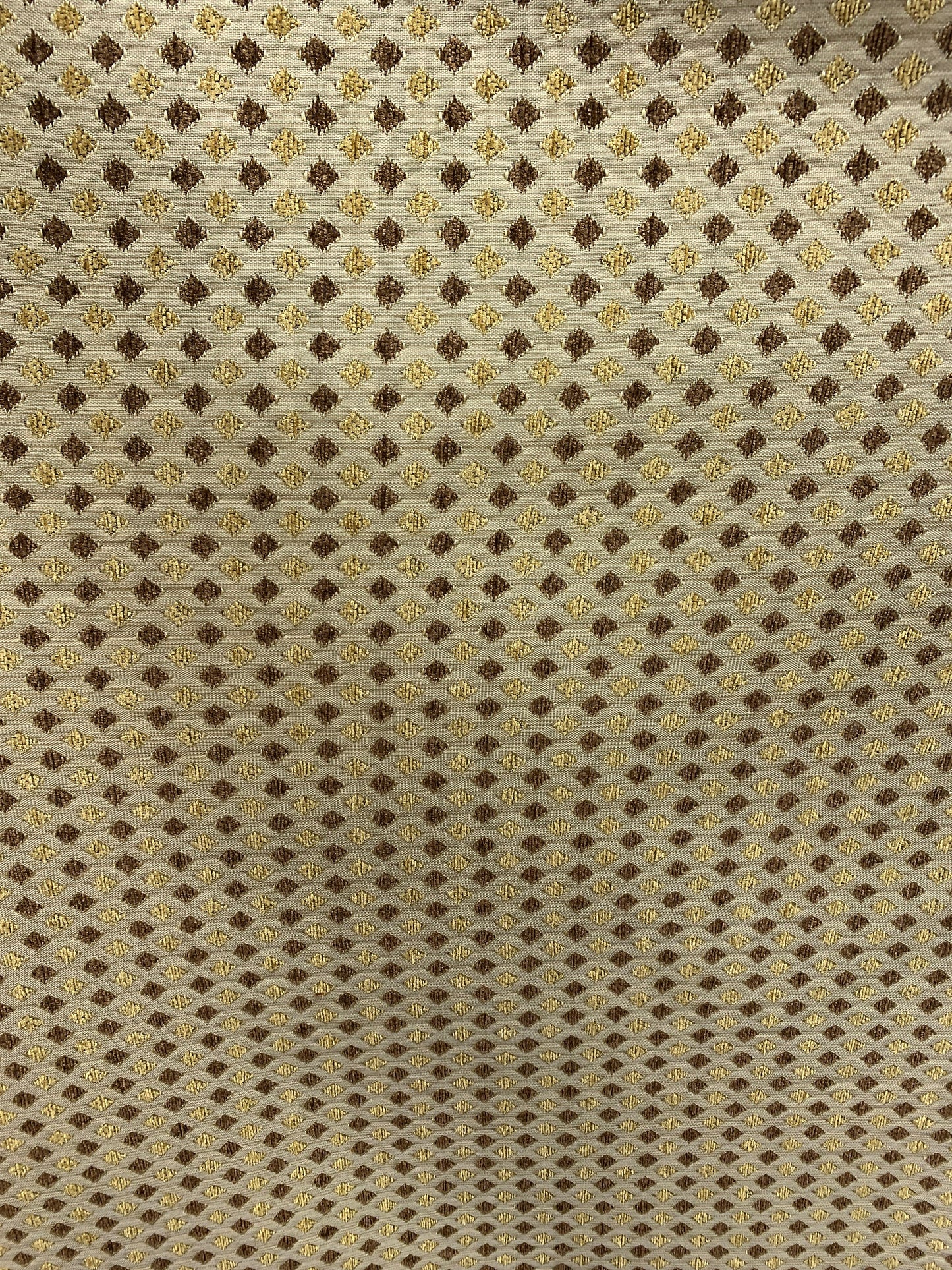 GOLD BROWN BEIGE Diamond Chenille Upholstery Brocade Fabric (56 in.) Sold By The Yard