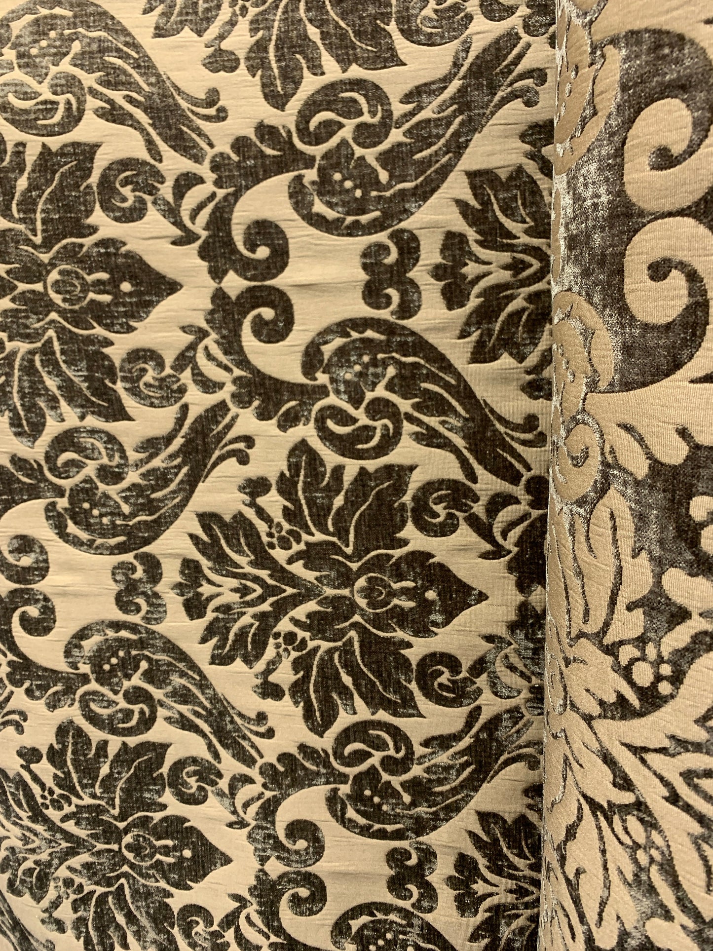 BROWN Damask Chenille Upholstery Brocade Fabric (54 in.) Sold By The Yard