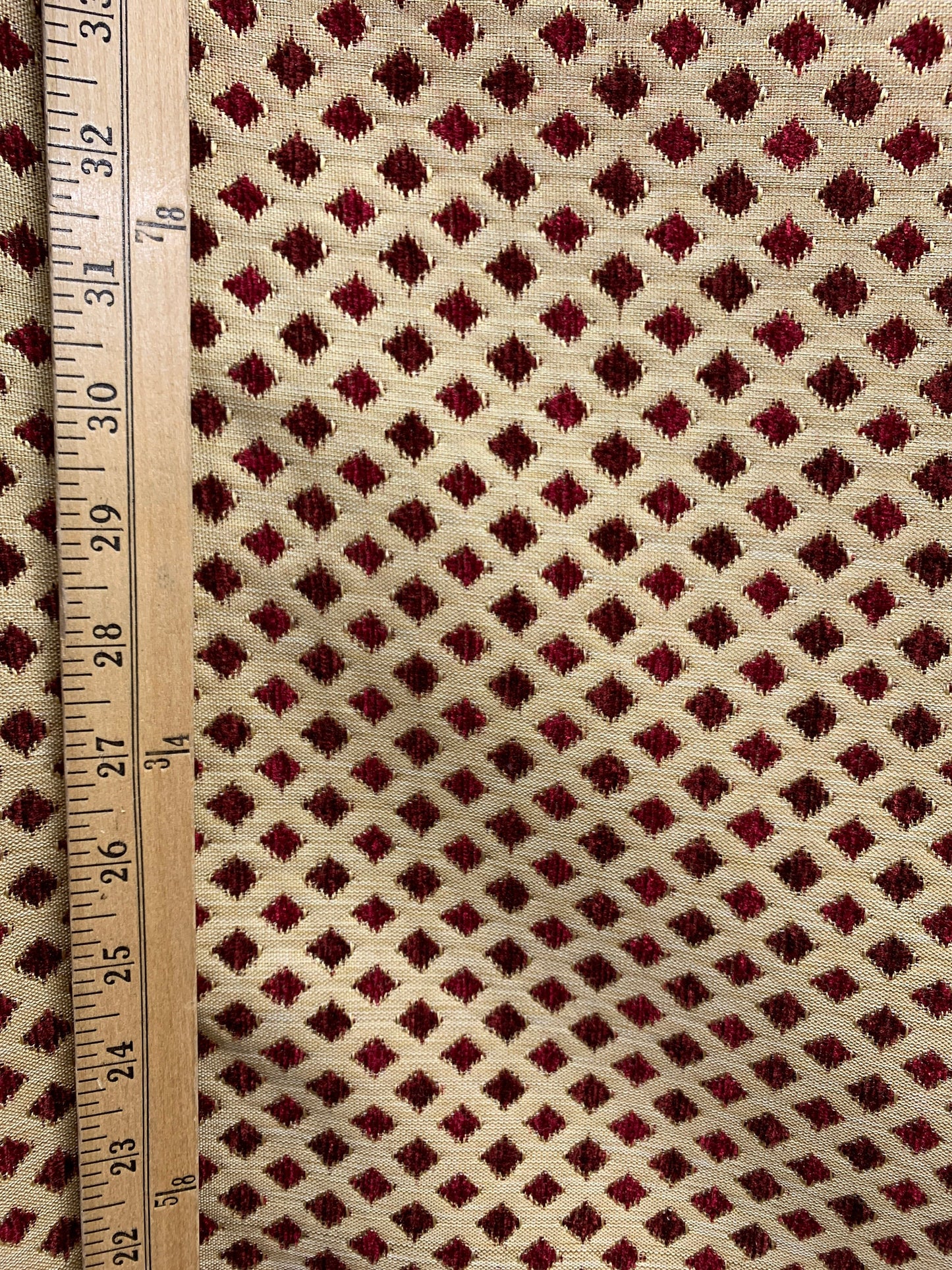 BURGUNDY BEIGE Diamond Chenille Upholstery Brocade Fabric (56 in.) Sold By The Yard