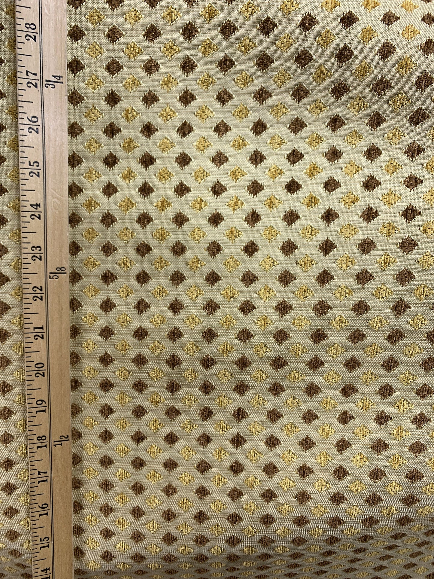 GOLD BROWN BEIGE Diamond Chenille Upholstery Brocade Fabric (56 in.) Sold By The Yard