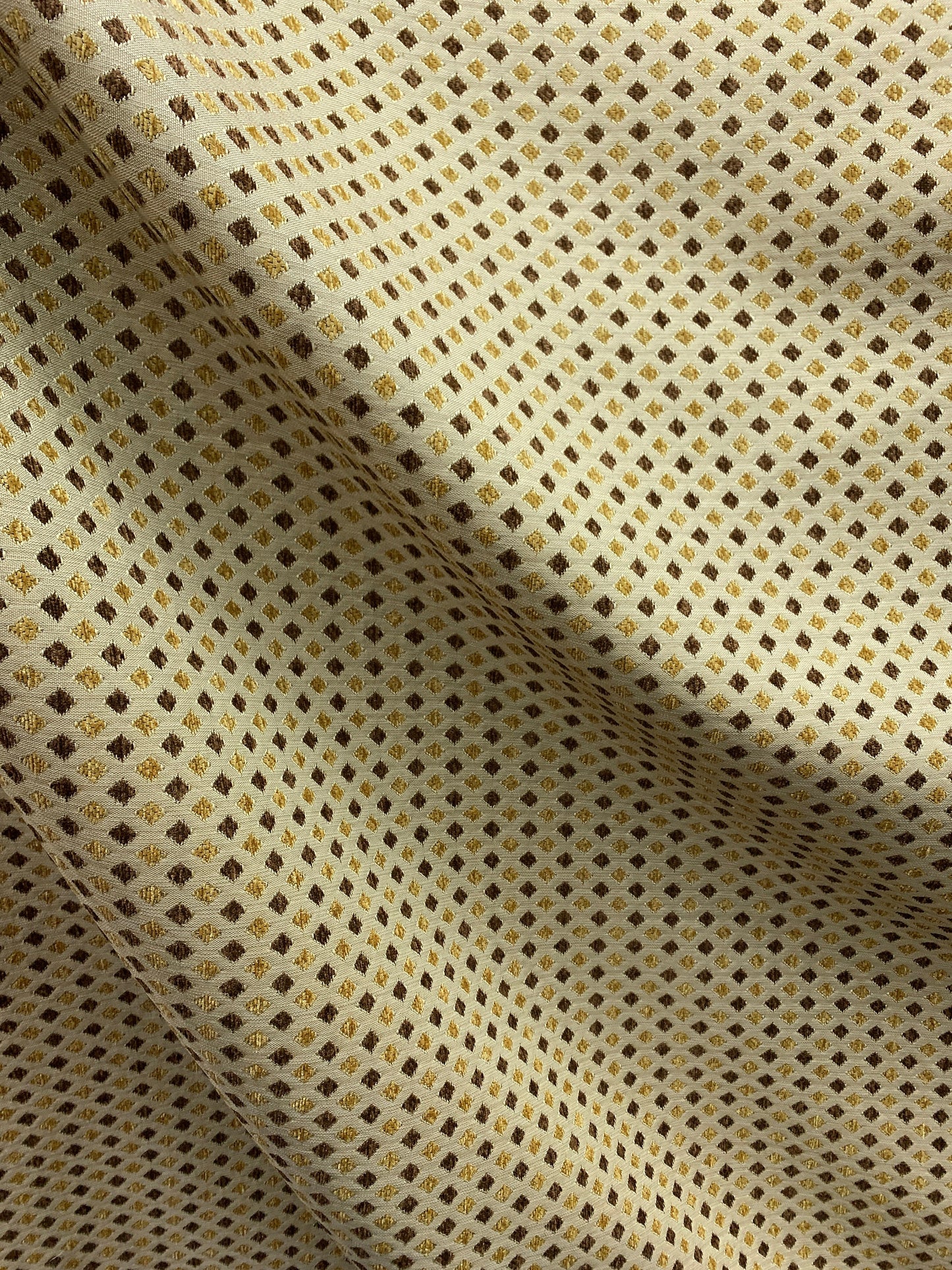 GOLD BROWN BEIGE Diamond Chenille Upholstery Brocade Fabric (56 in.) Sold By The Yard