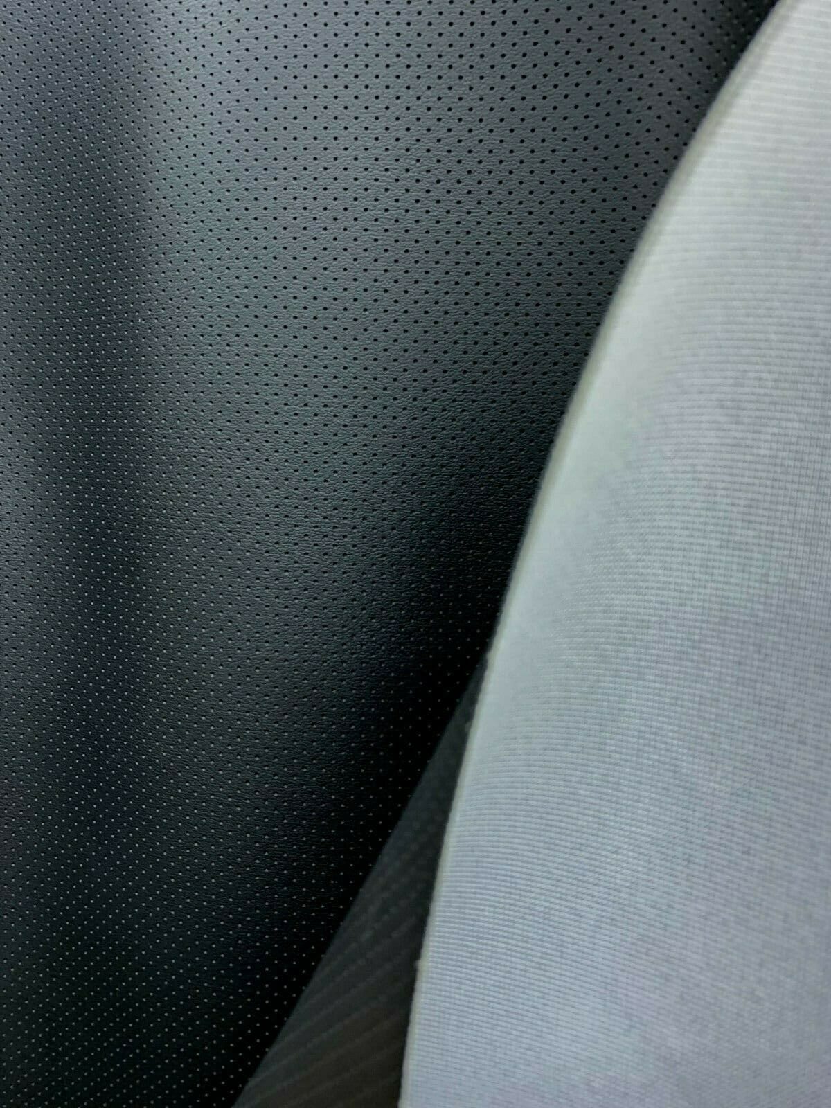 BLACK Perforated Faux Leather Vinyl Upholstery Fabric (55 in.) Sold By The Yard