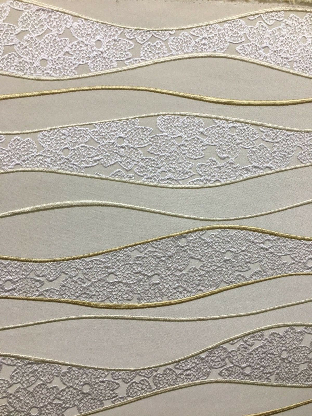 IVORY GOLD Embroidered Floral Brocade Upholstery Drapery Fabric (54 in.) Sold By The Yard