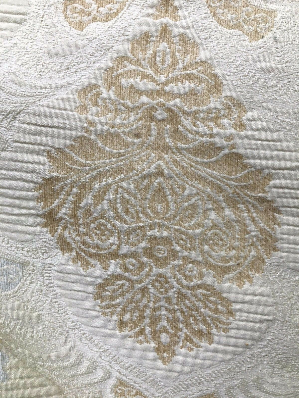 IVORY MULTICOLOR Damask Chenille Upholstery Brocade Fabric (54 in.) Sold By The Yard