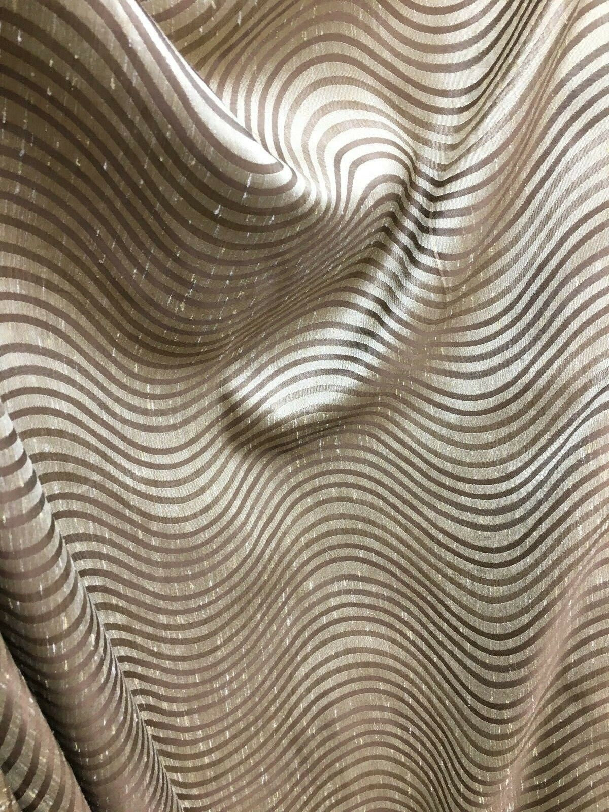 BROWN Wavy Brocade Upholstery Drapery Fabric (54 in.) Sold By The Yard