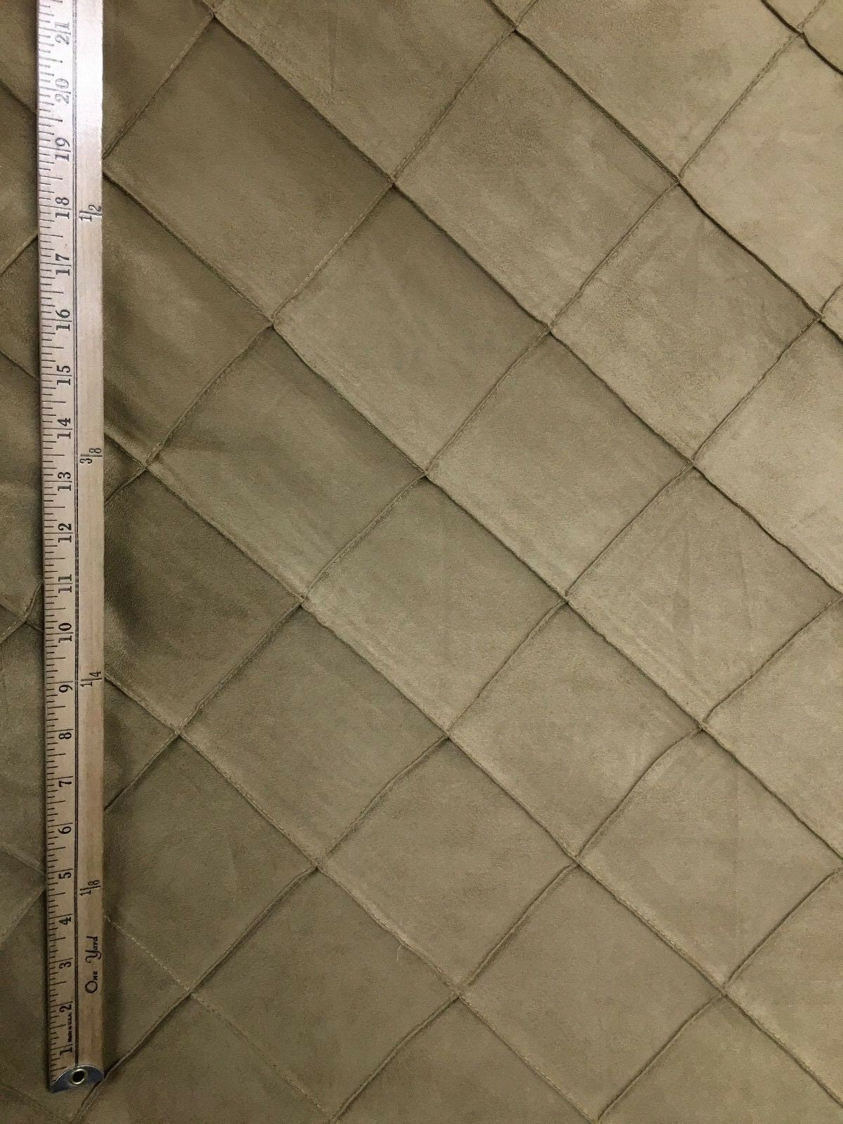 BEIGE Diamond Embroidered Faux Suede Upholstery Drapery Fabric (54 in.) Sold By The Yard