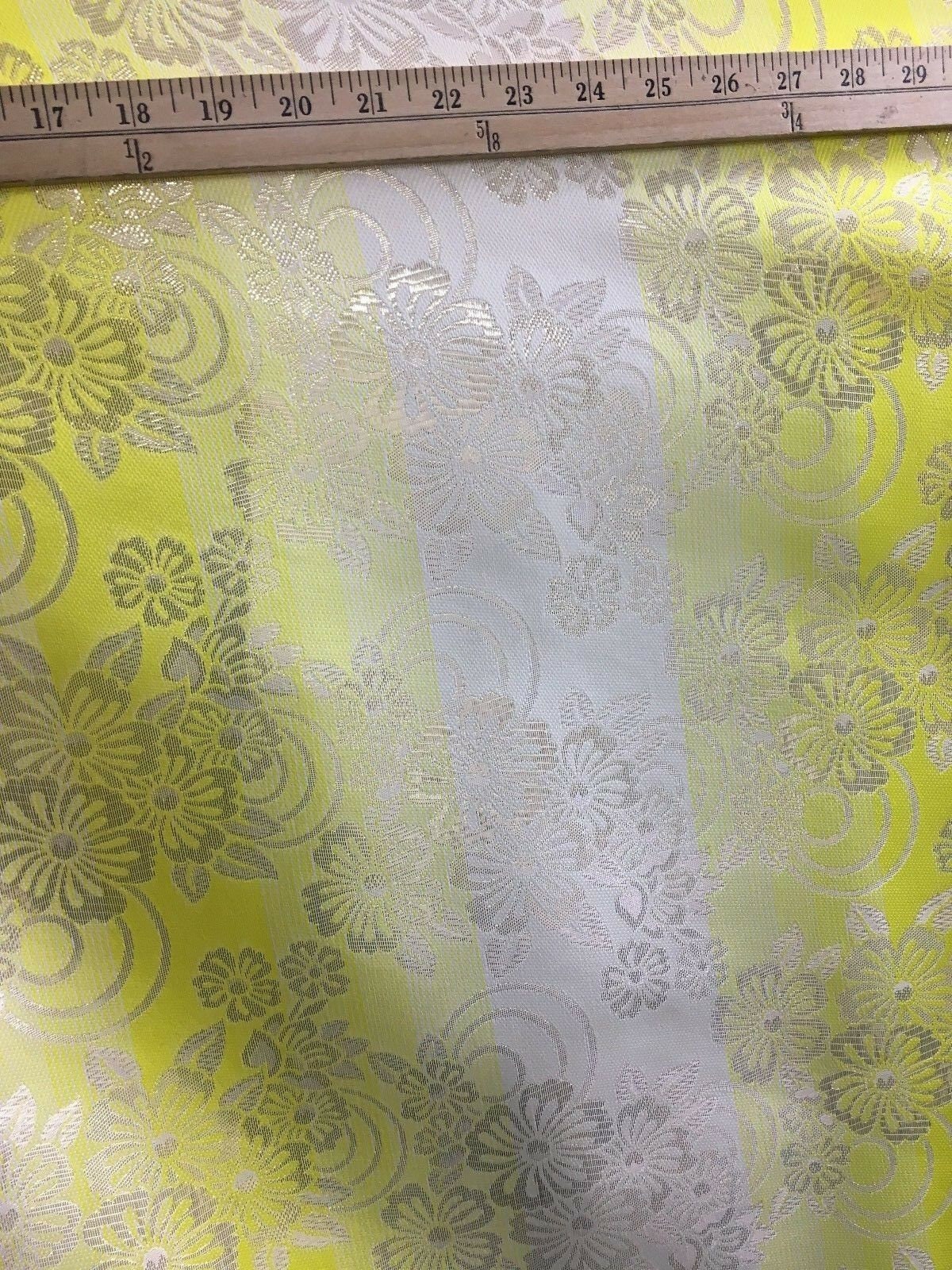 YELLOW IVORY GOLD Metallic Floral Brocade Fabric (60 in.) Sold By The Yard