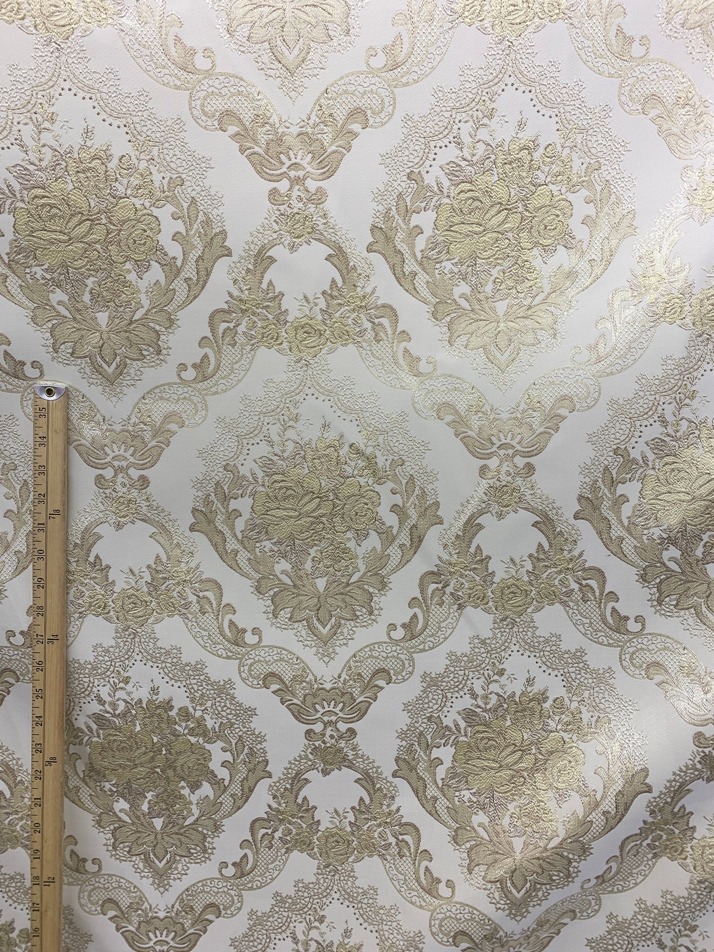 CHAMPAGNE GOLD Metallic Floral Brocade Upholstery Drapery Fabric (110 in.) Sold By The Yard
