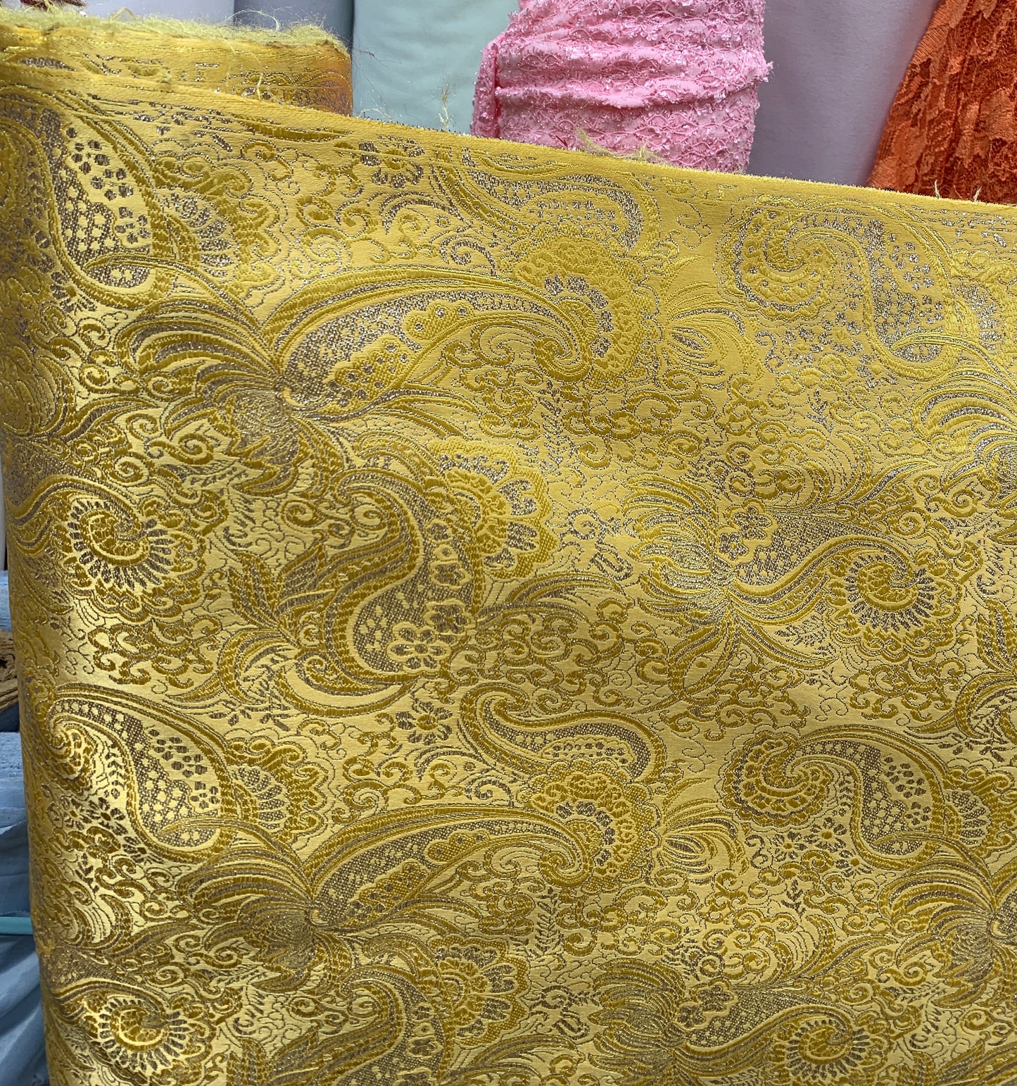GOLD SILVER Metallic Paisley Brocade Fabric (60 in.) Sold By The Yard