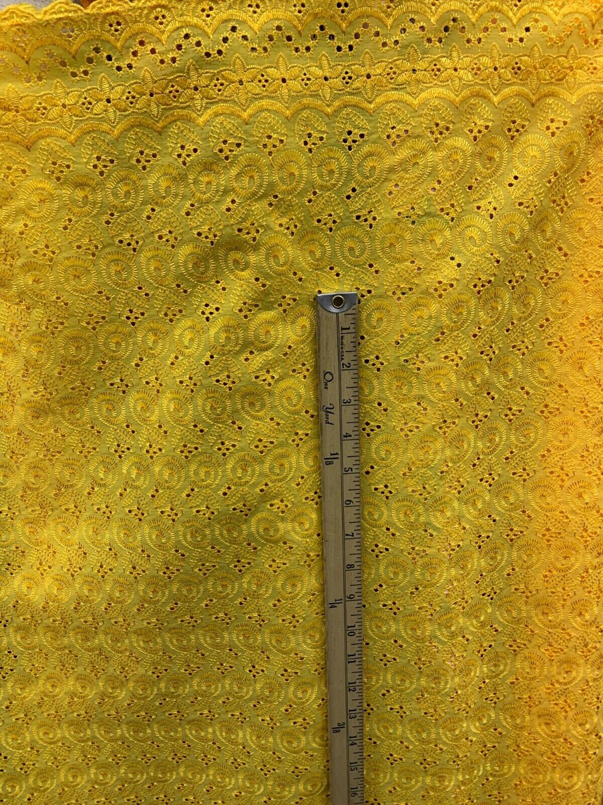 GOLDEN YELLOW Floral Cotton Eyelet Embroidered Fabric (45 in.) Sold By The Yard