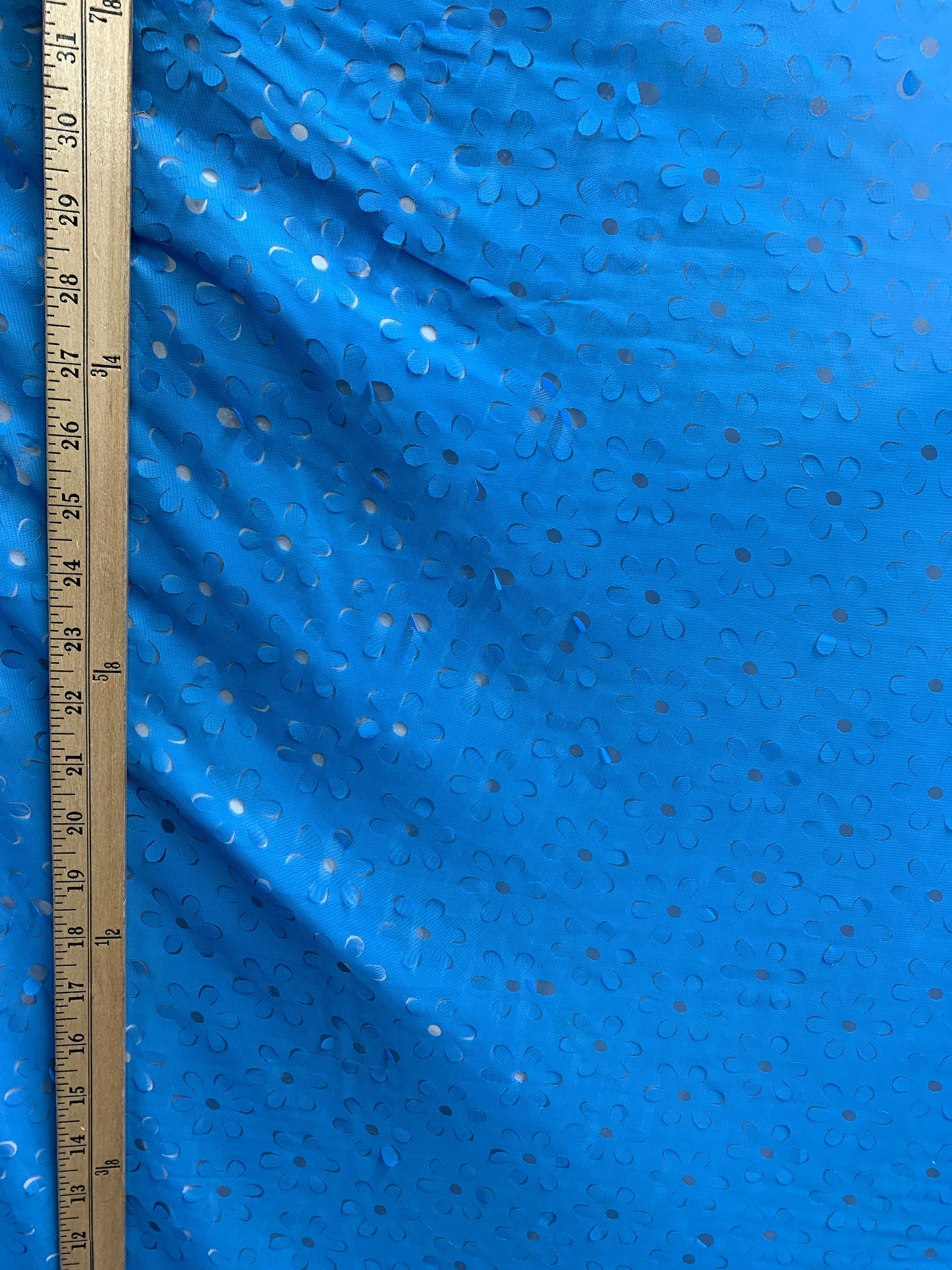 BLUE Sheer Floral Polyester Chiffon Fabric (60 in.) Sold By The Yard