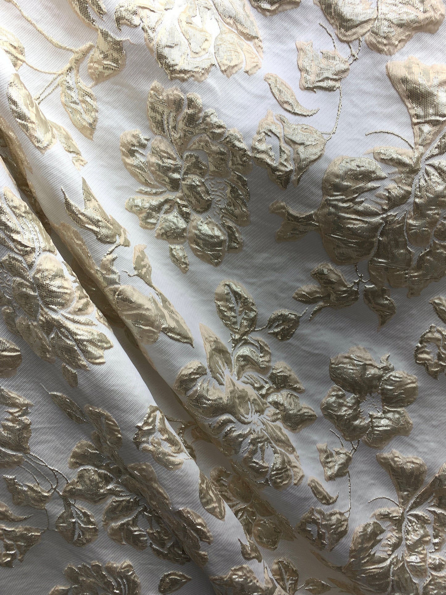 IVORY GOLD Floral Brocade Fabric (60 in.) Sold By The Yard