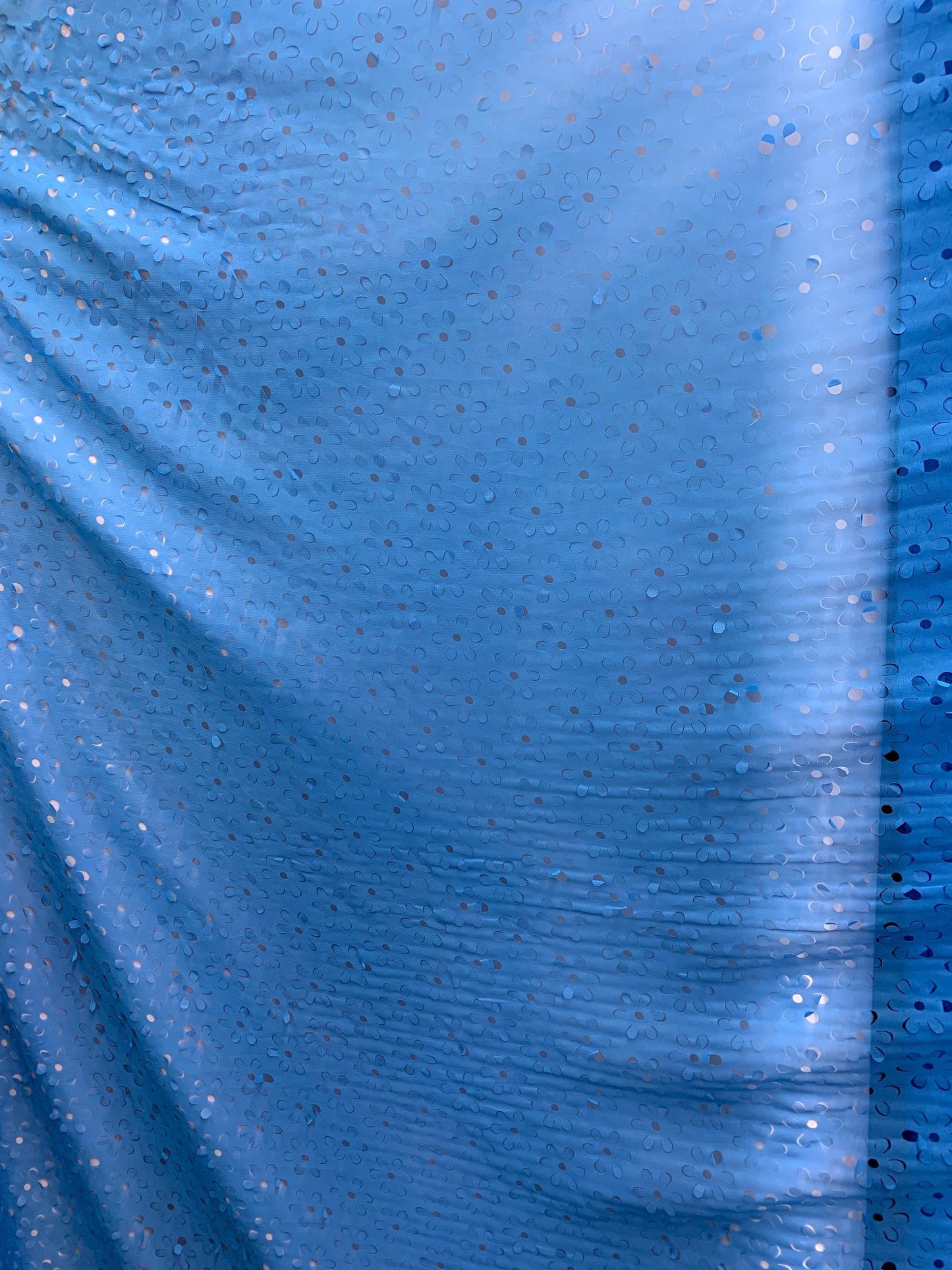 BLUE Sheer Floral Polyester Chiffon Fabric (60 in.) Sold By The Yard