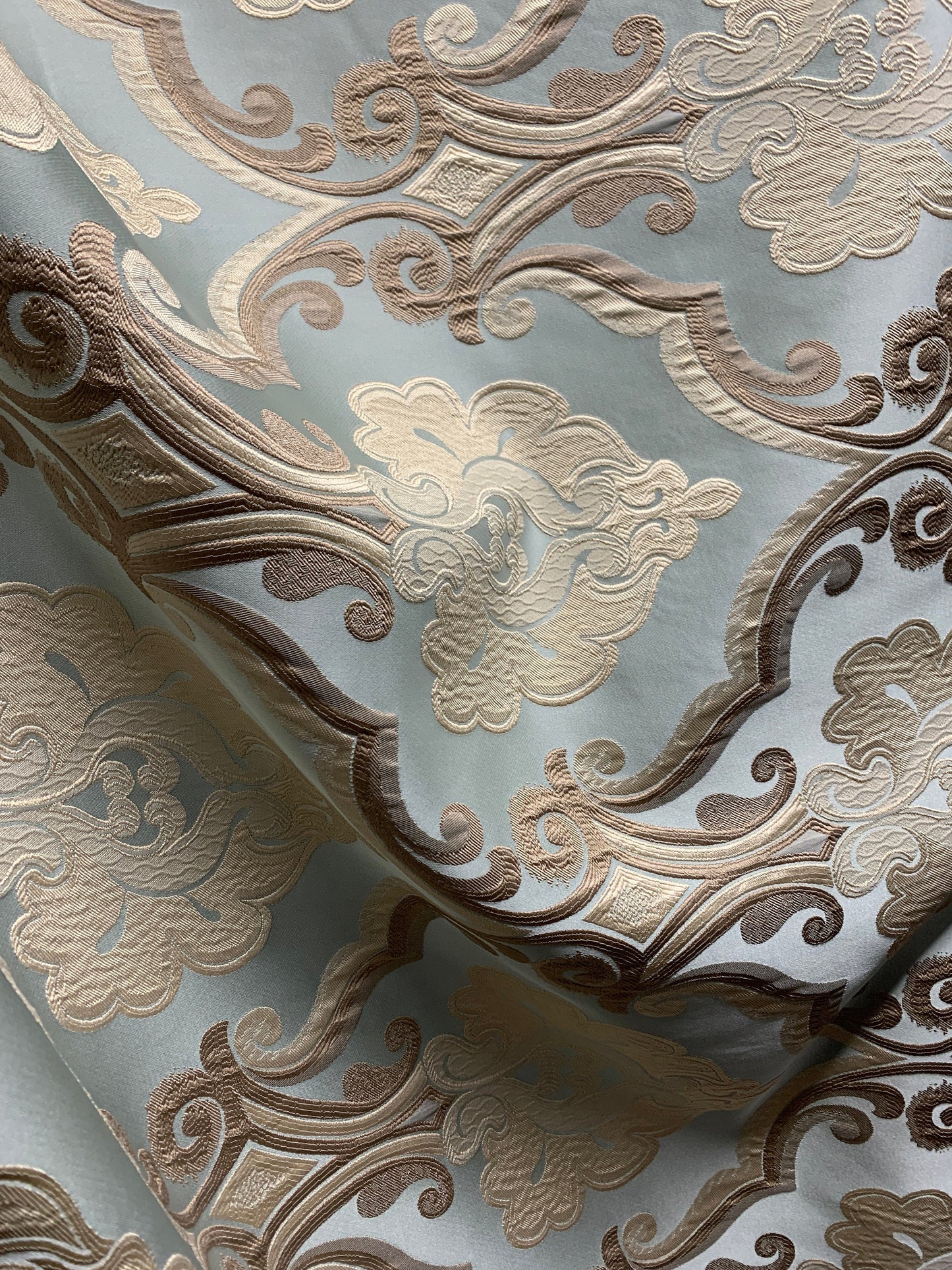 LIGHT SAGE TAUPE Damask Brocade Upholstery Drapery Fabric (54 in.) Sold By The Yard
