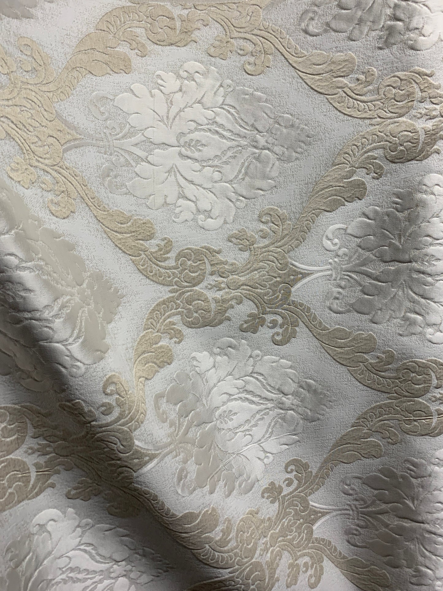 BEIGE Damask Brocade Upholstery Drapery Fabric (54 in.) Sold By The Yard