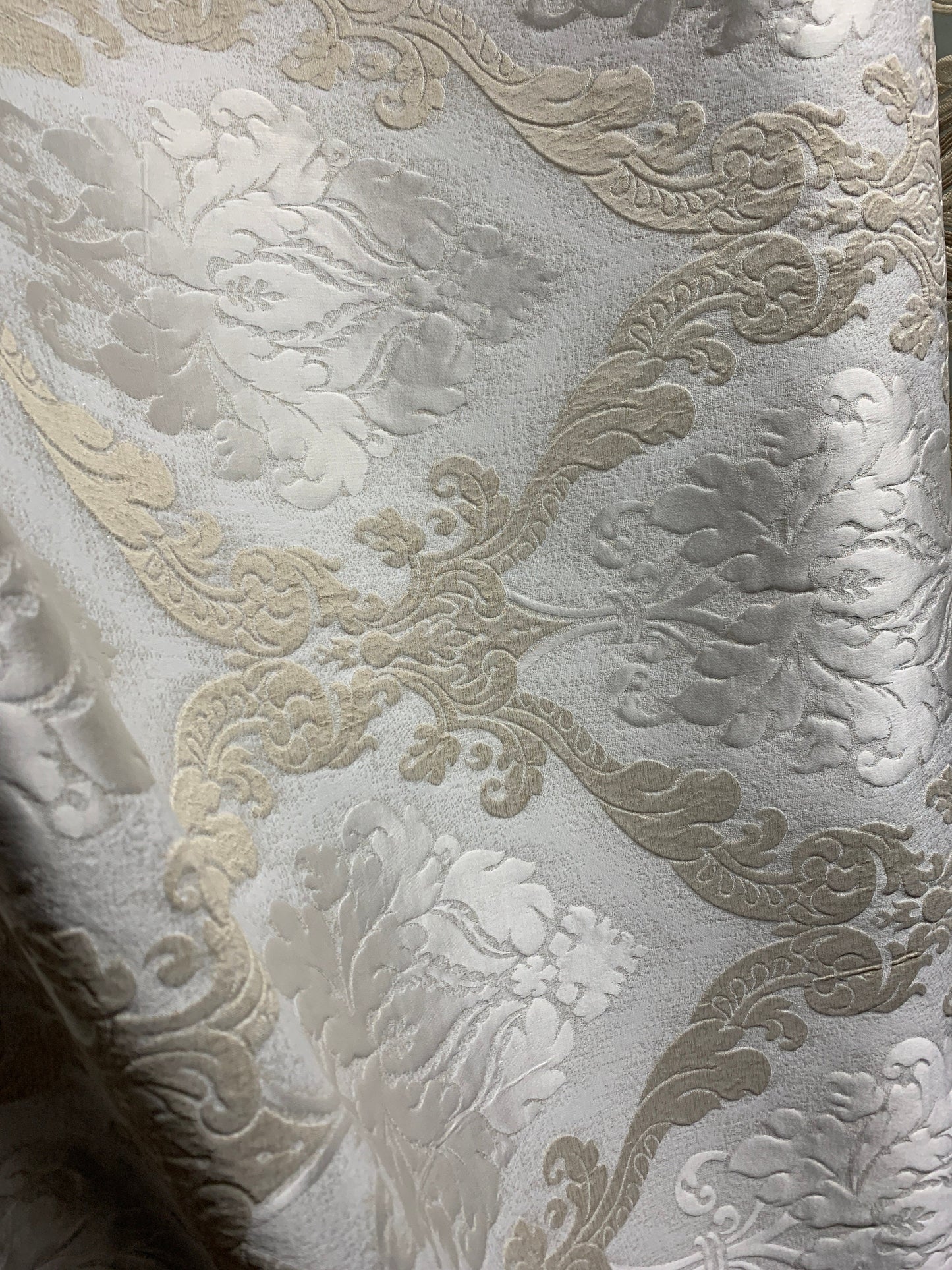 BEIGE Damask Brocade Upholstery Drapery Fabric (54 in.) Sold By The Yard