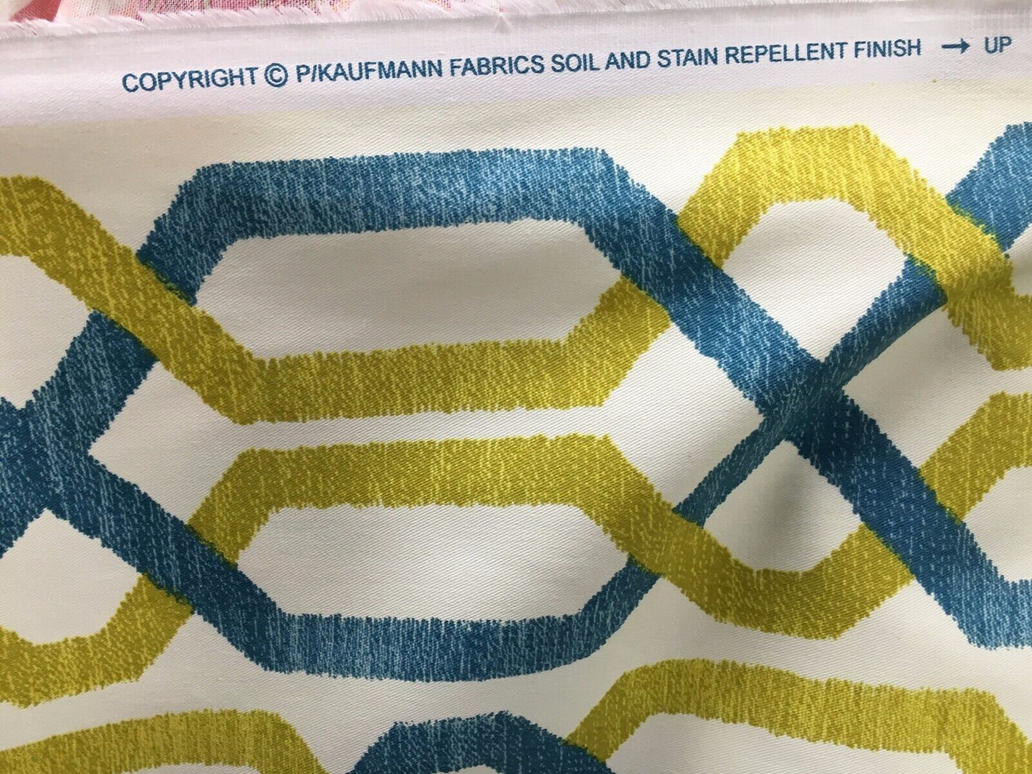 P KAUFMANN Yellow Teal Designer 100% Cotton Fabric (54 in.) Sold By The Yard