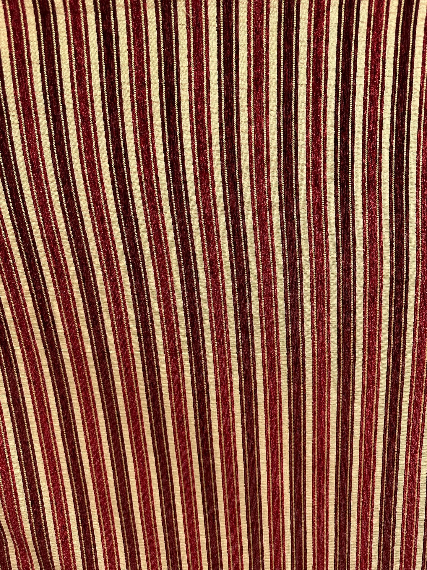 BURGUNDY BEIGE Striped Chenille Upholstery Brocade Fabric (56 in.) Sold By The Yard