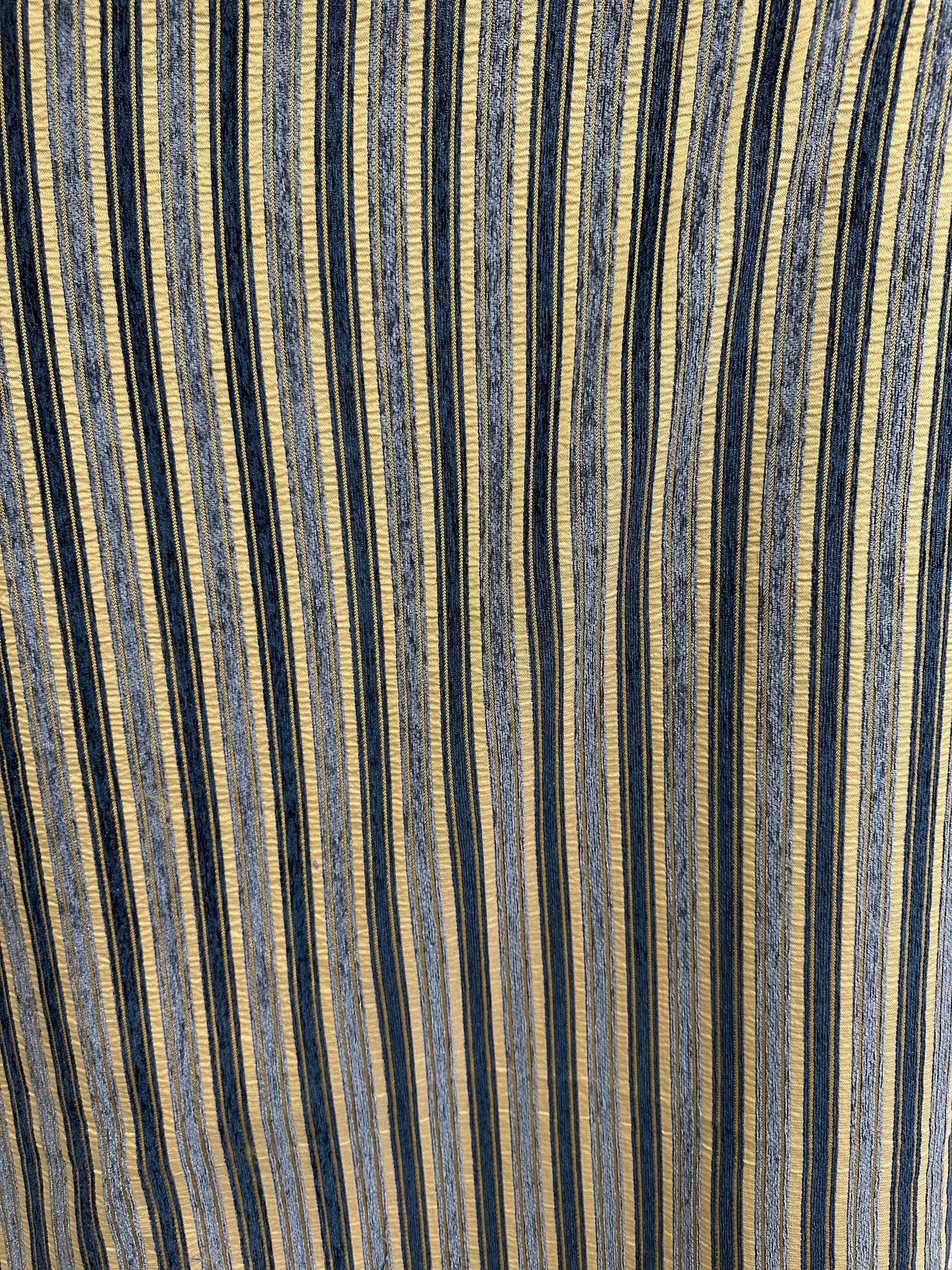 BLUE BEIGE Striped Chenille Upholstery Brocade Fabric (56 in.) Sold By The Yard