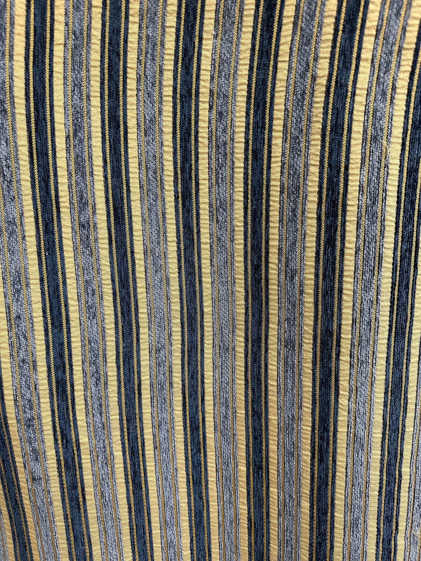 BLUE BEIGE Striped Chenille Upholstery Brocade Fabric (56 in.) Sold By The Yard