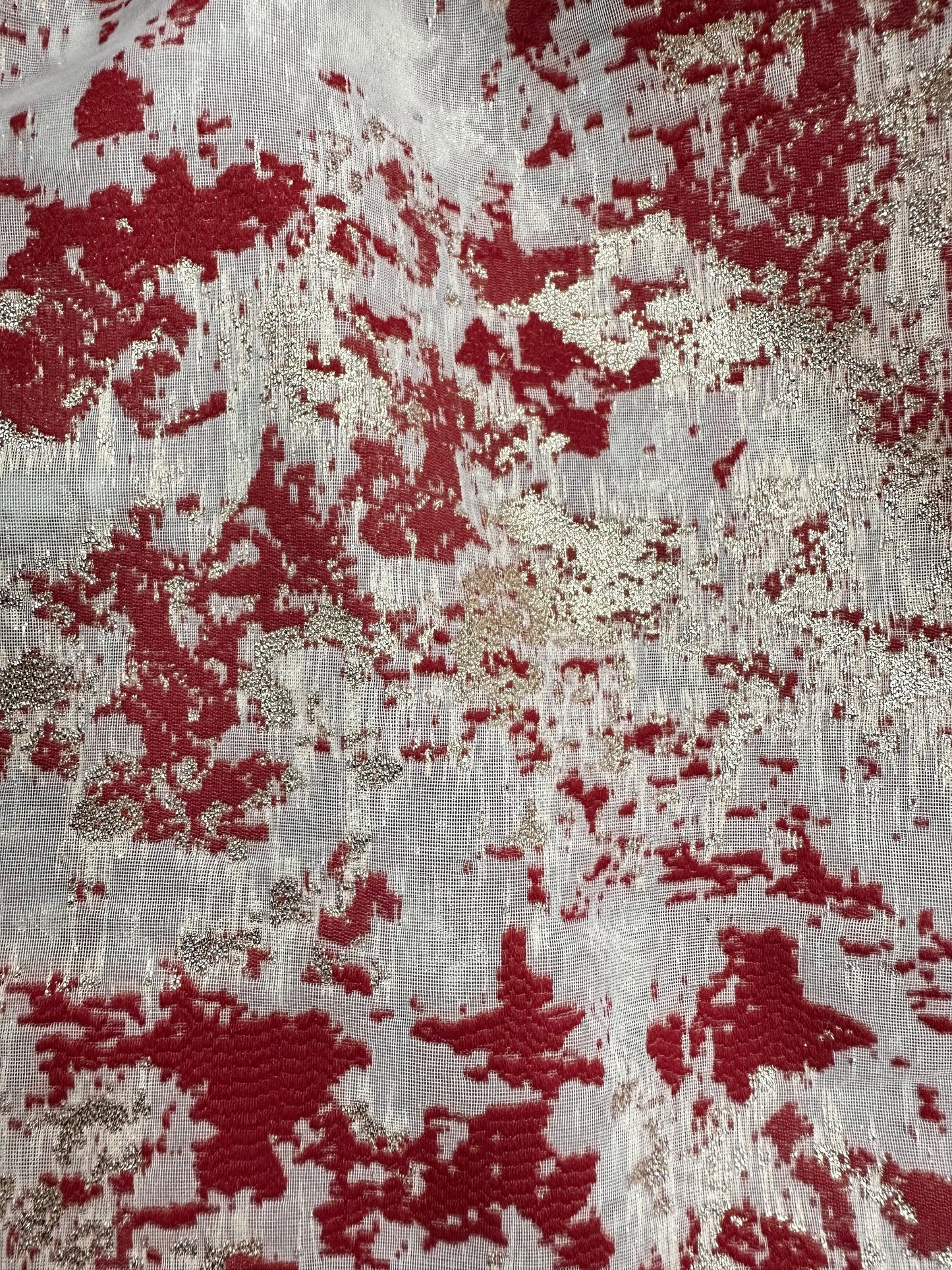 RED GOLD Metallic Organza Brocade Fabric (56 in.) Sold By The Yard