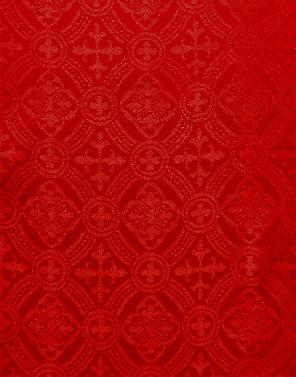 RED Liturgical Cross Brocade Fabric (60 in.) Sold By The Yard