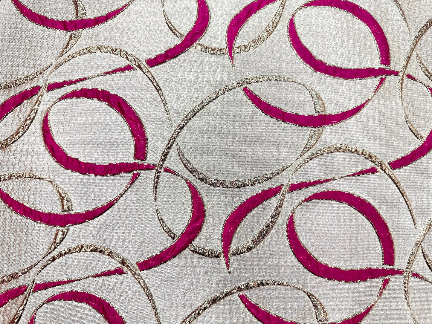 FUCHSIA PINK GOLD Swirl Metallic Brocade Fabric (60 in.) Sold By The Yard