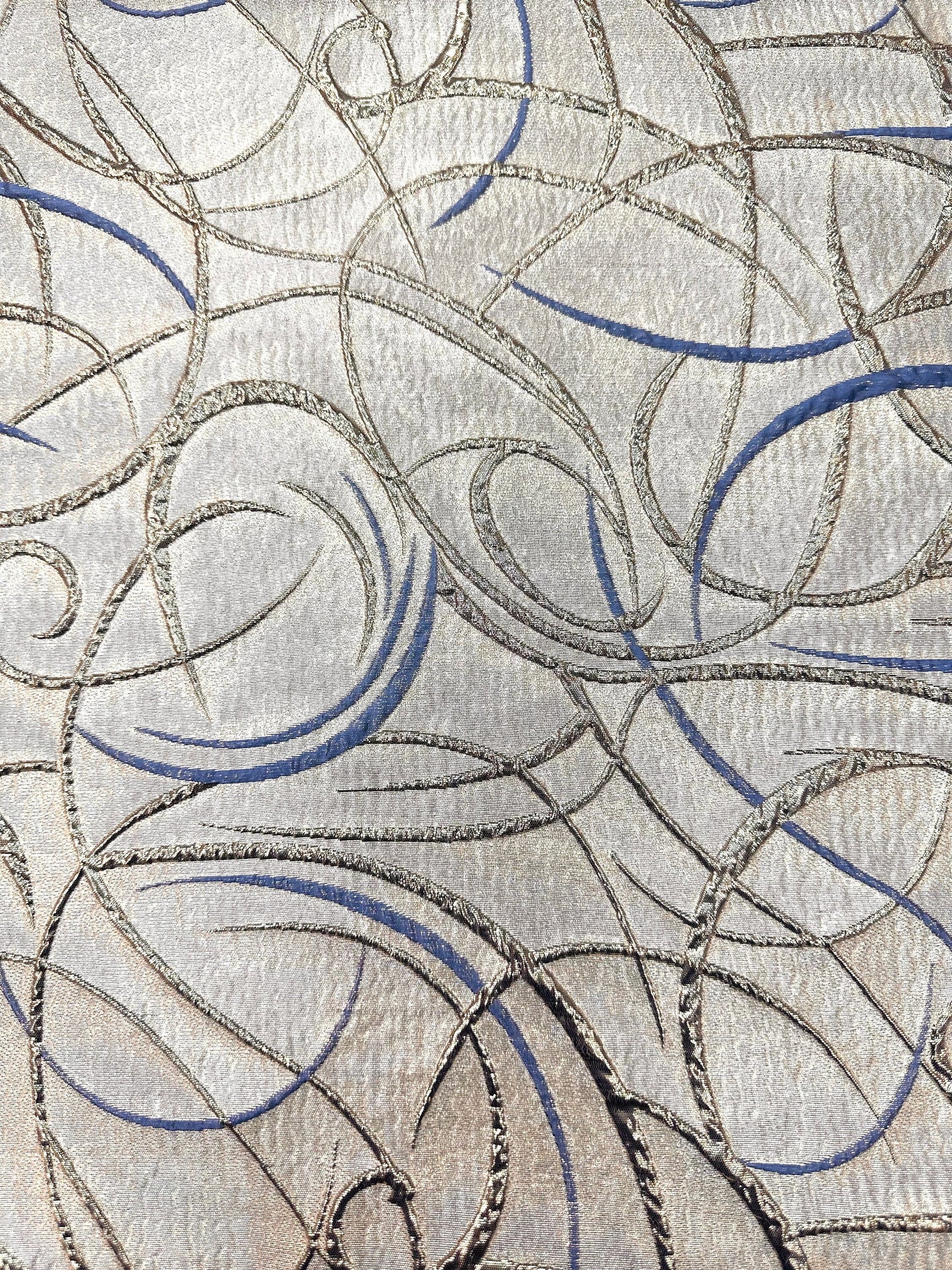 LIGHT BLUE GOLD Swirl Metallic Brocade Fabric (60 in.) Sold By The Yard