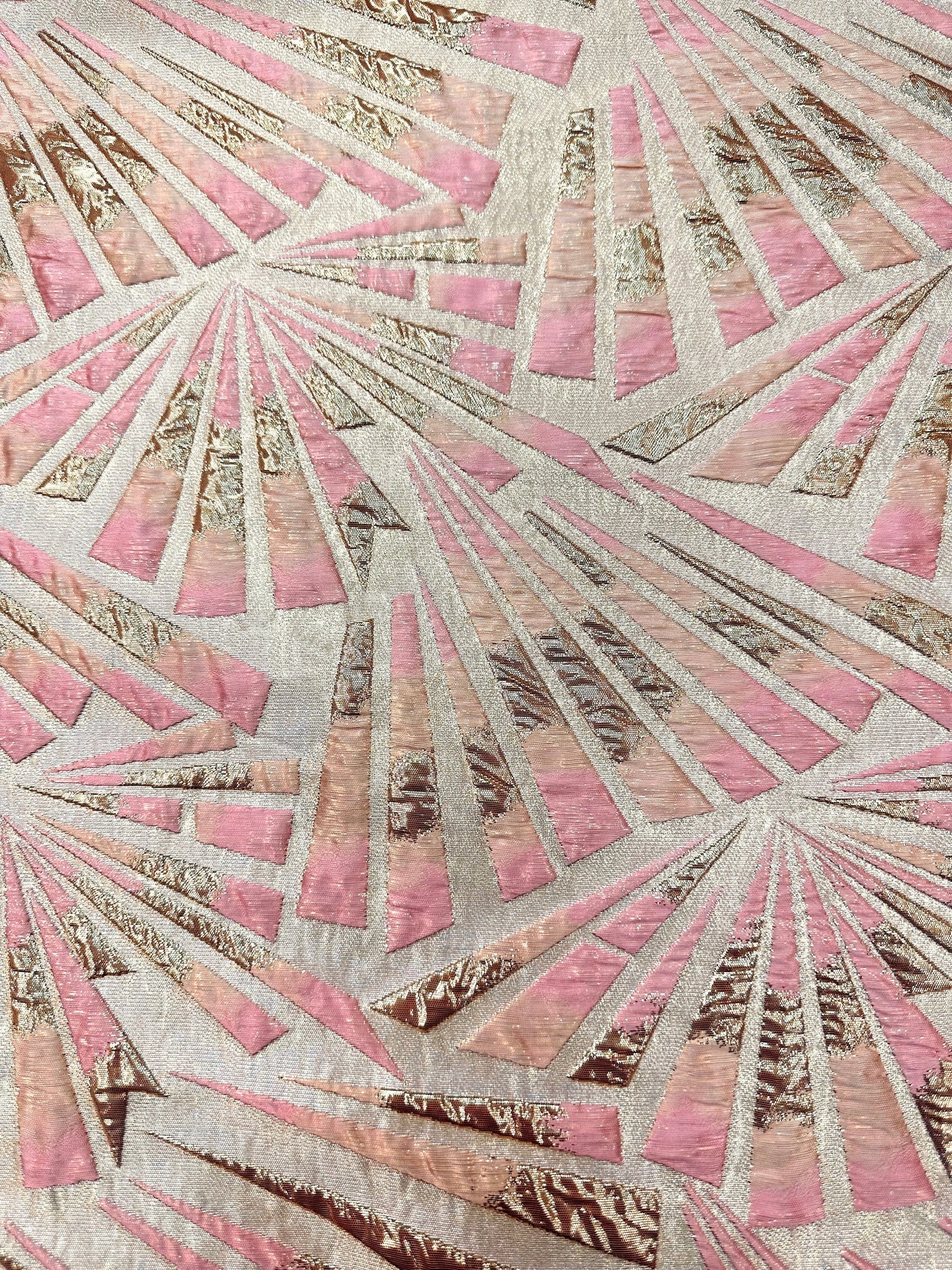 LIGHT PINK GOLD Geometric Brocade Fabric (60 in.) Sold By The Yard